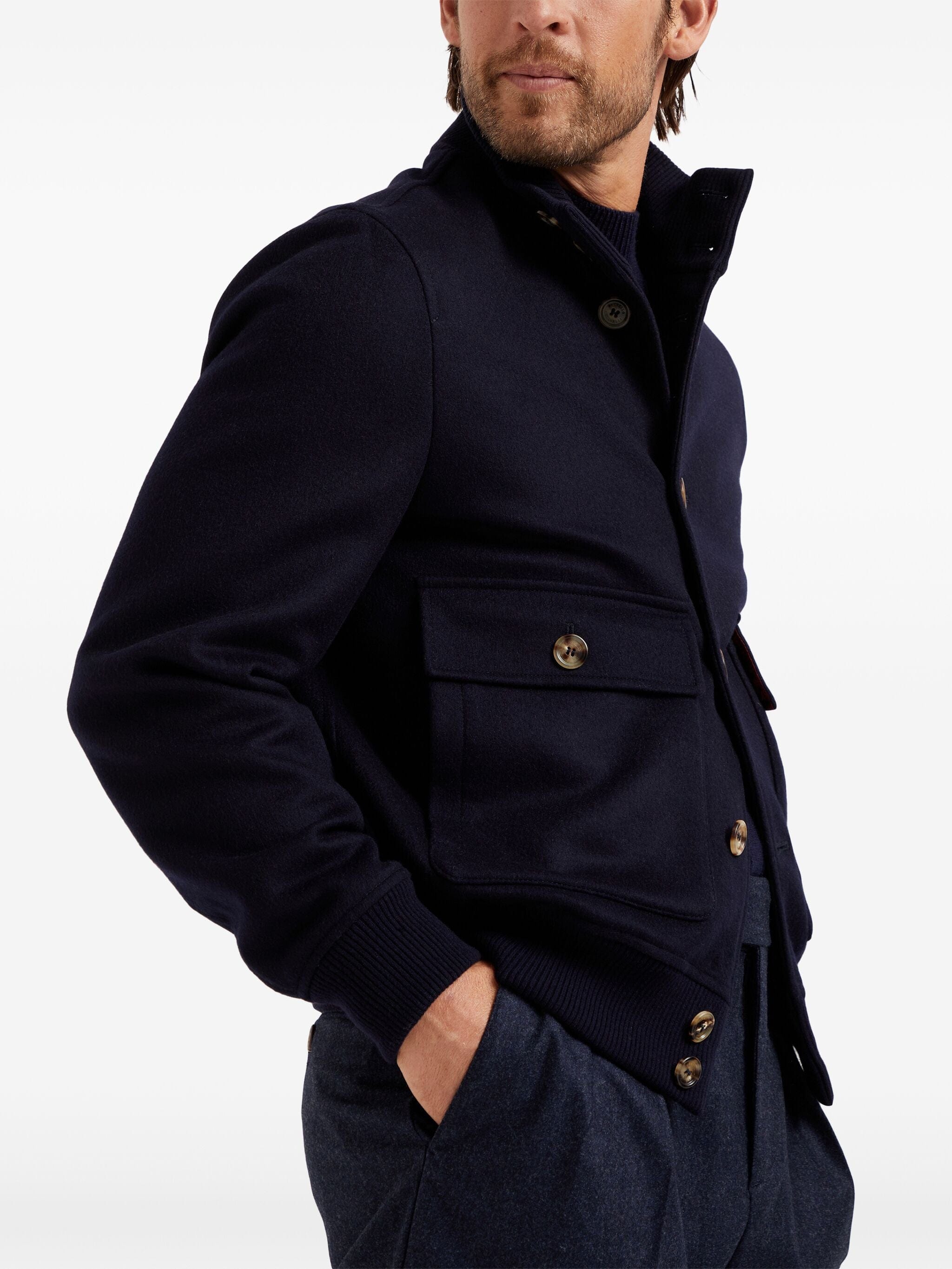 Brunello Cucinelli High-Neck Wool Jacket