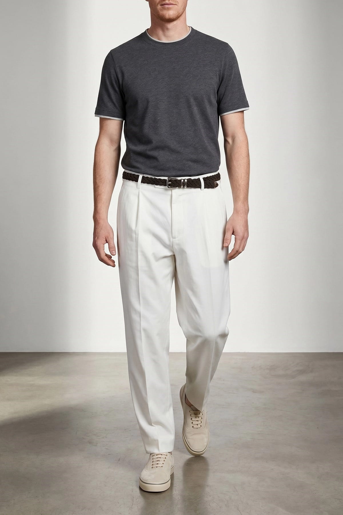 Brunello Cucinelli High-Waist Pleated Cotton Trousers - alternate view