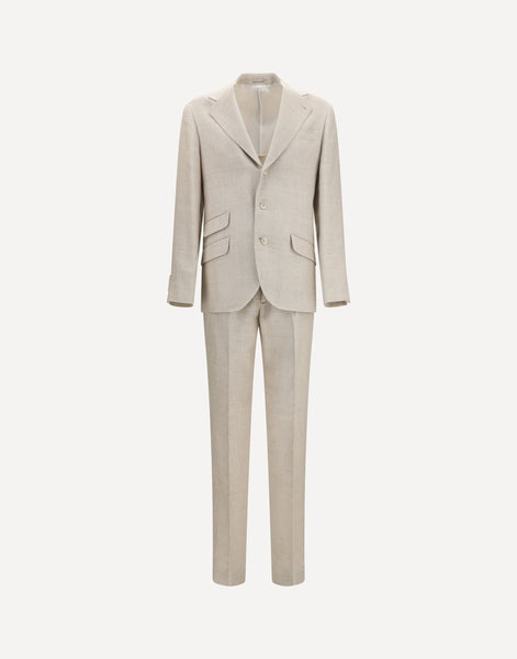 Brunello Cucinelli Hopsack Suit In Silk Linen Wool | Sendegaro AE