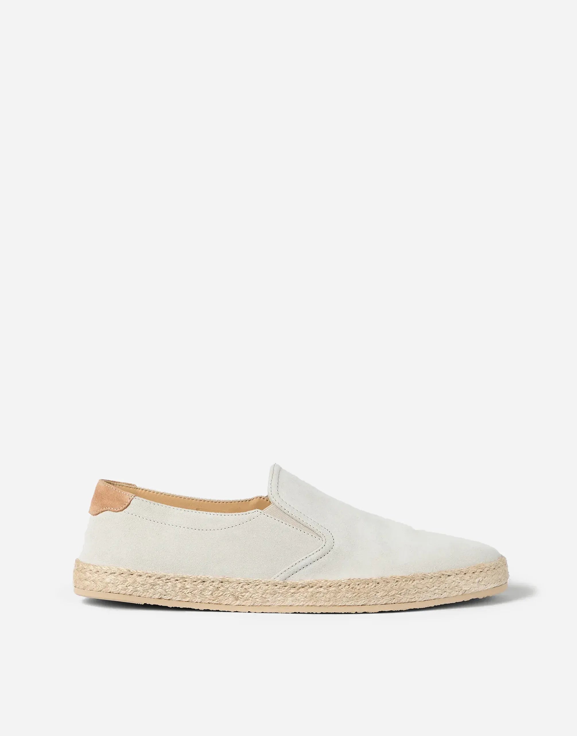 Brunello Cucinelli Ivory Rope Insert Suede Slip-Ons