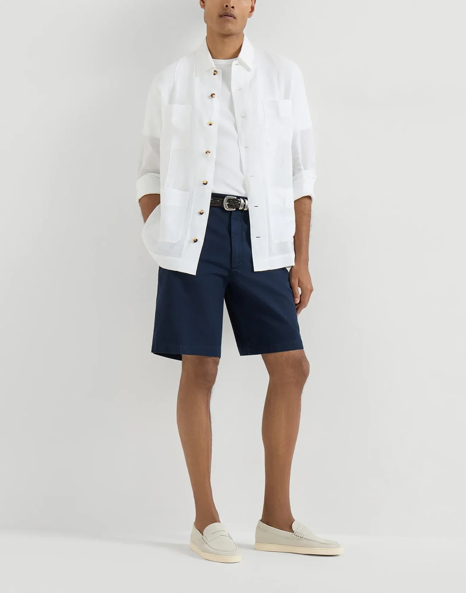 Brunello Cucinelli Ivory Suede Loafer Sneakers