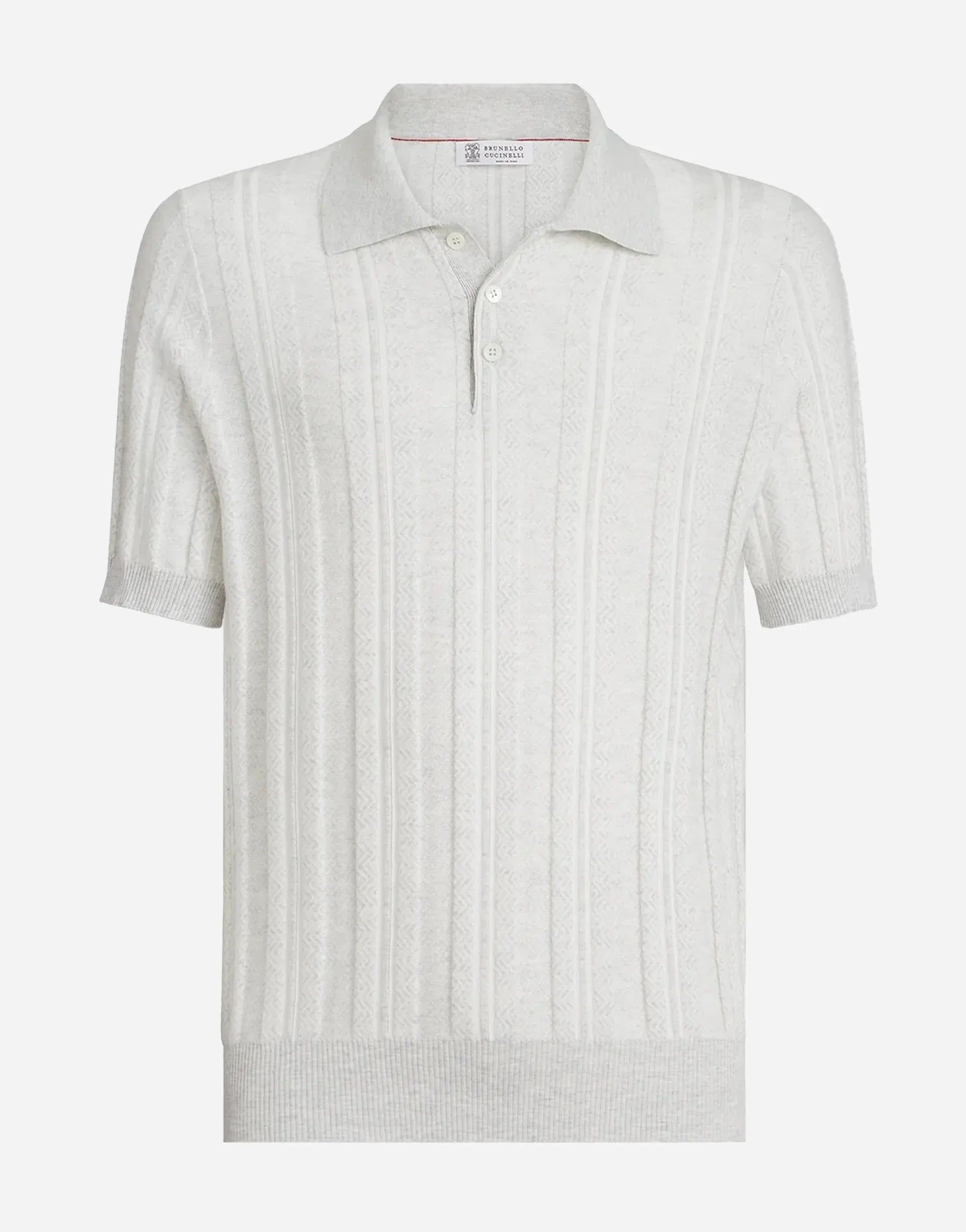 Brunello Cucinelli Jacquard Rib Knit Polo Shirt | Sendegaro