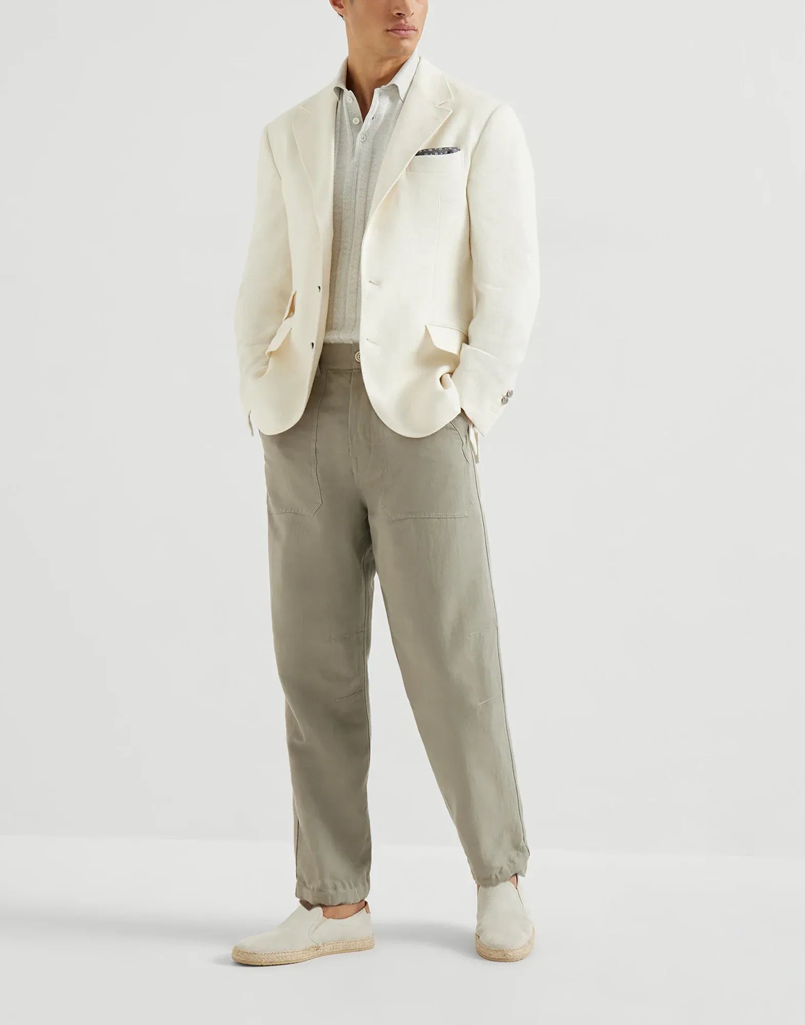 Brunello Cucinelli Jacquard Rib Knit Polo Shirt