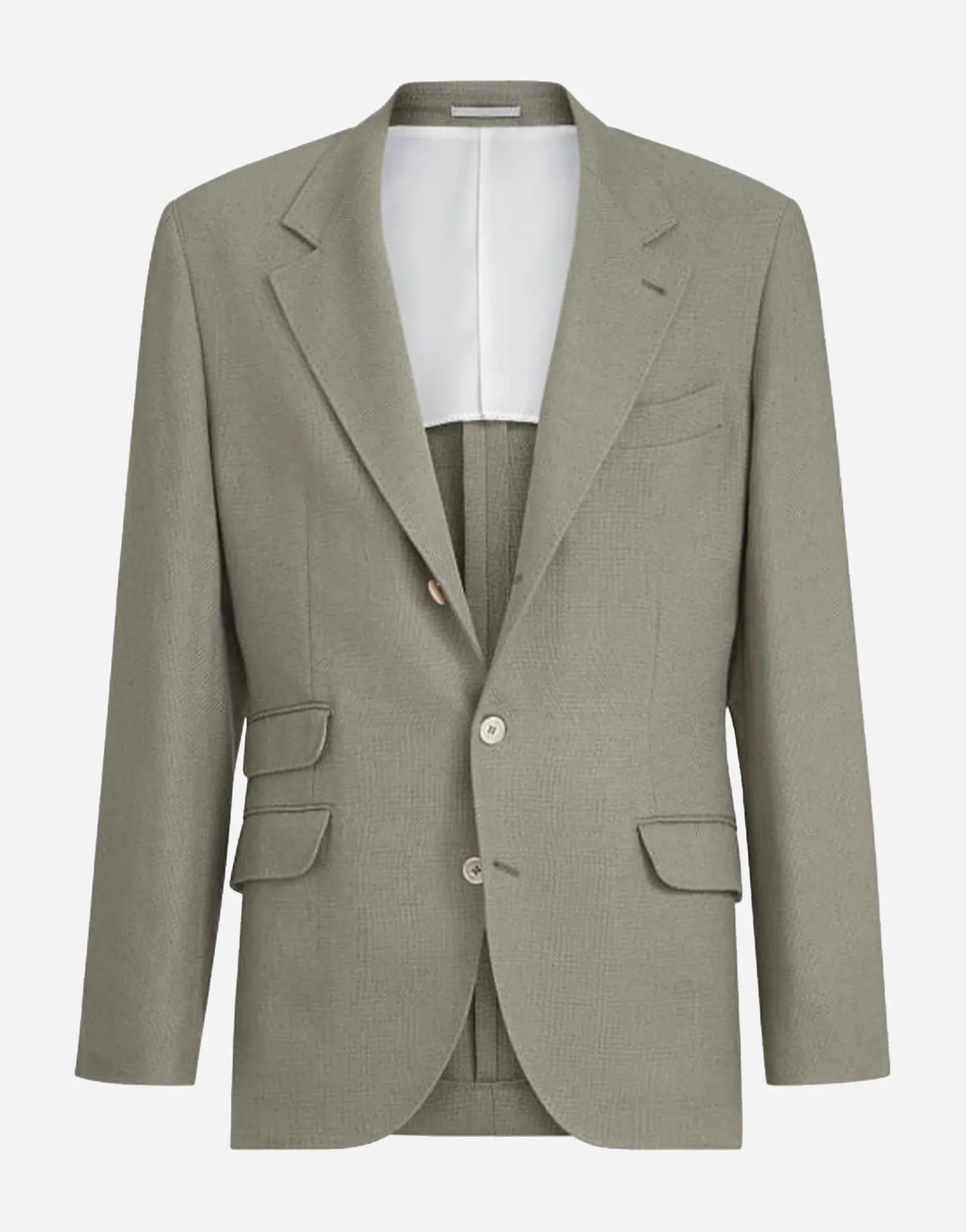 Brunello Cucinelli Khaki Hopsack Deconstructed Cavallo Blazer