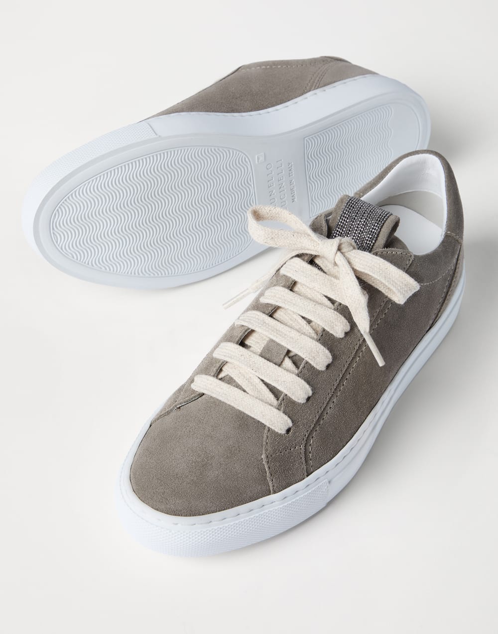 Brunello Cucinelli Khaki Suede Sneakers