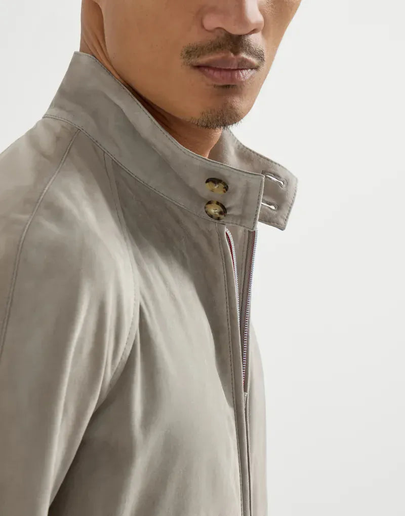 Brunello Cucinelli Khaki Unlined Suede Jacket