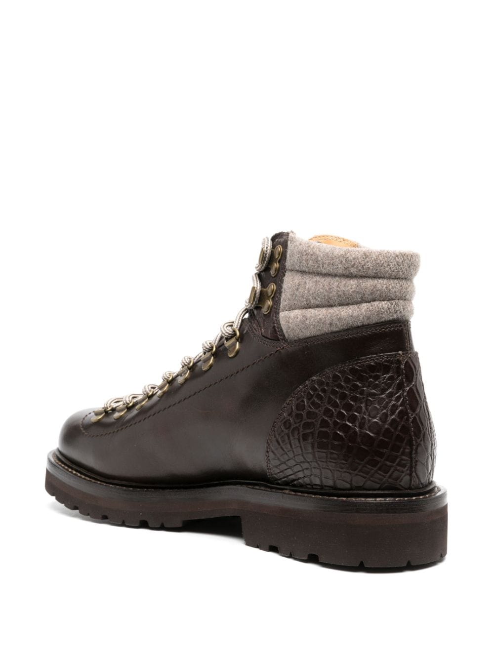 Brunello Cucinelli Lace-Up Leather Ankle Boots