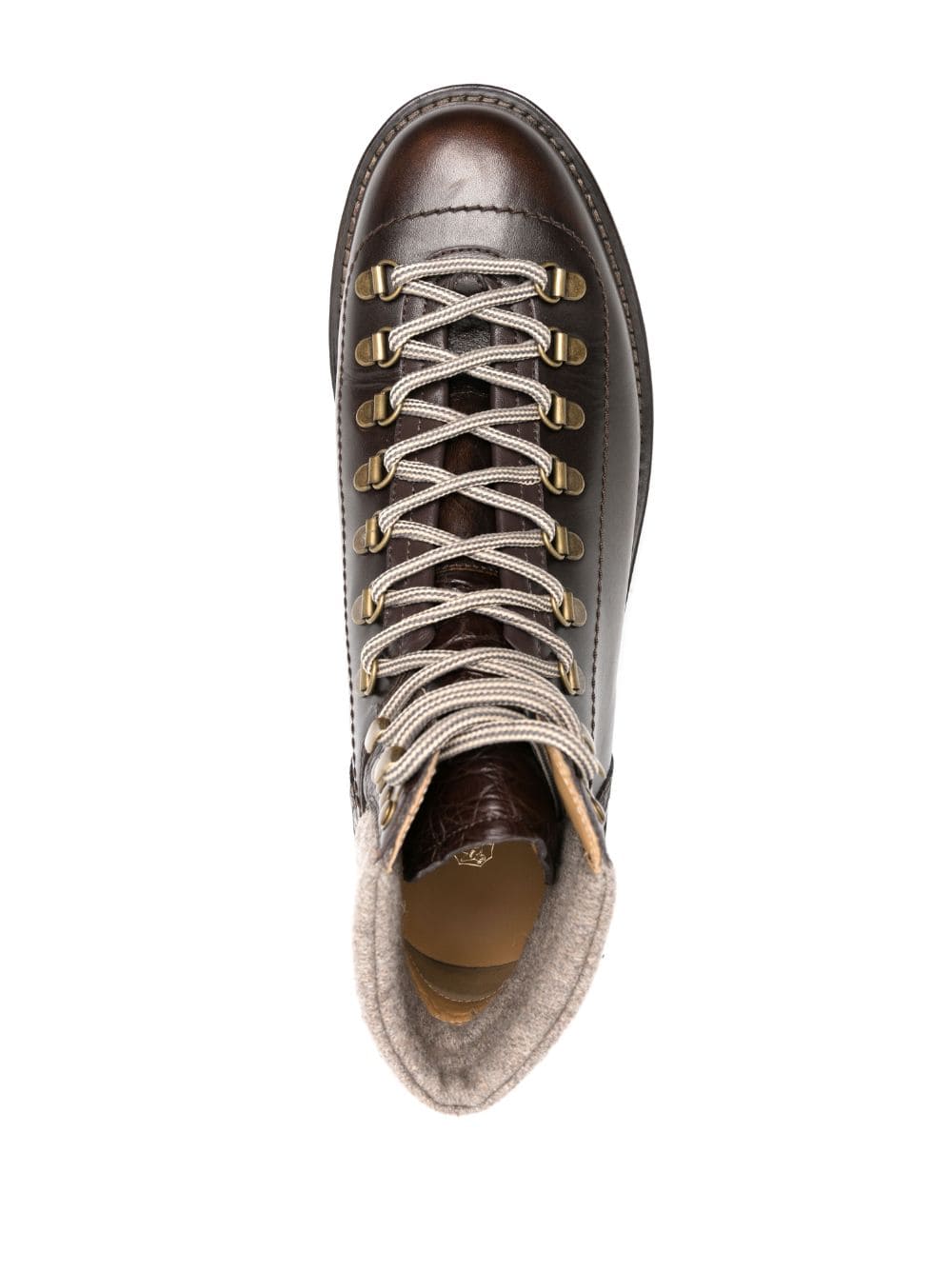 Brunello Cucinelli Lace-Up Leather Ankle Boots