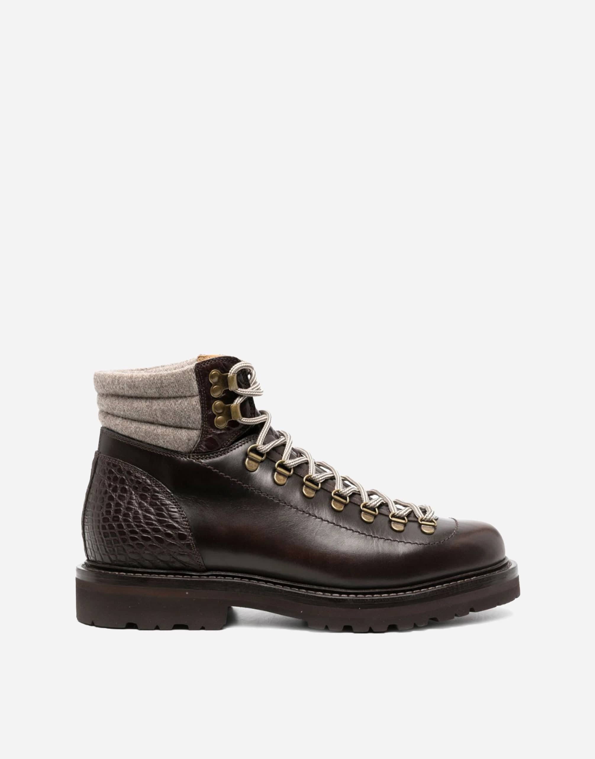 Brunello Cucinelli Lace-Up Leather Ankle Boots