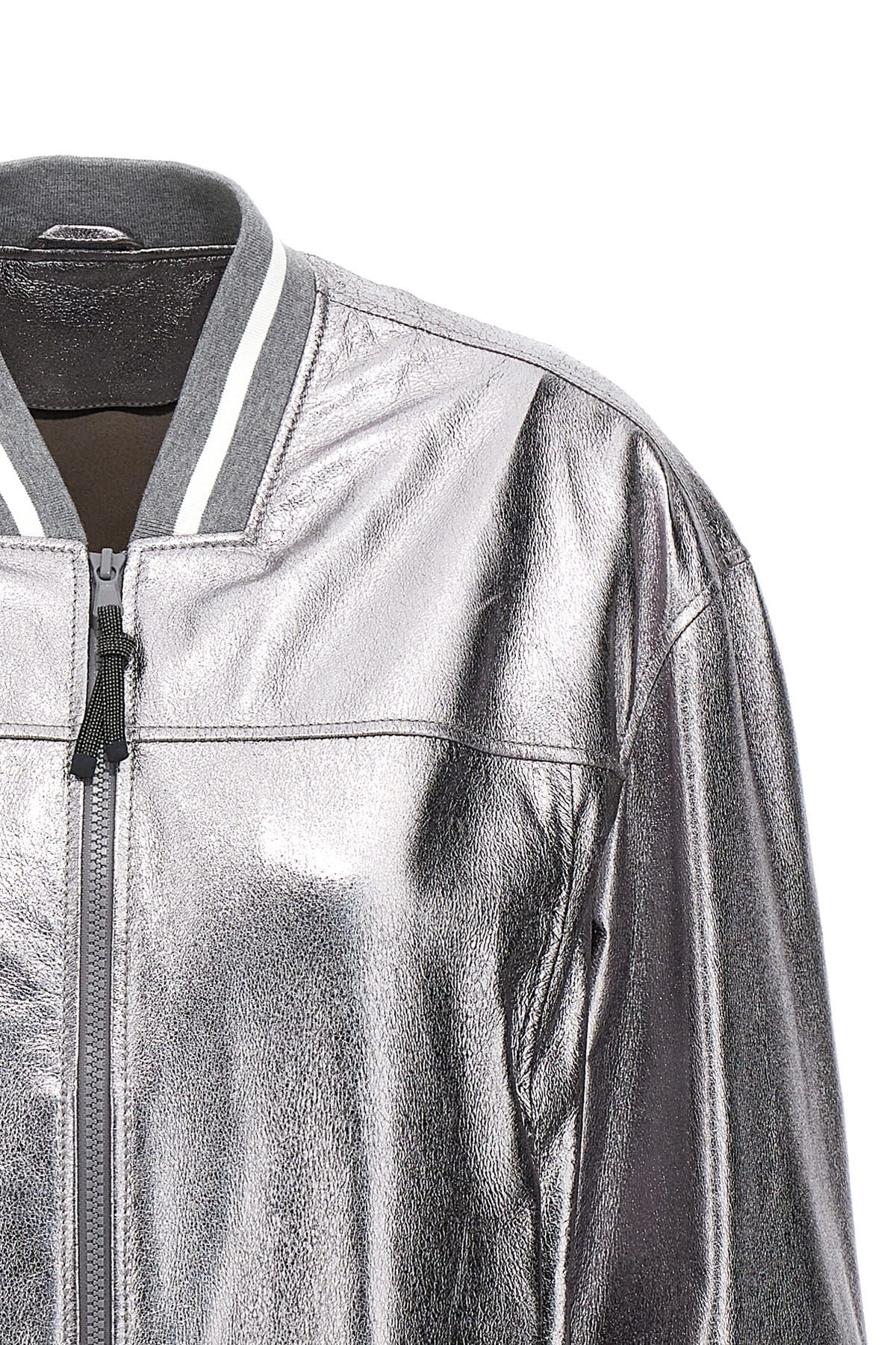 Brunello Cucinelli Brunello Cucinelli Laminated Leather Bomber Jacket