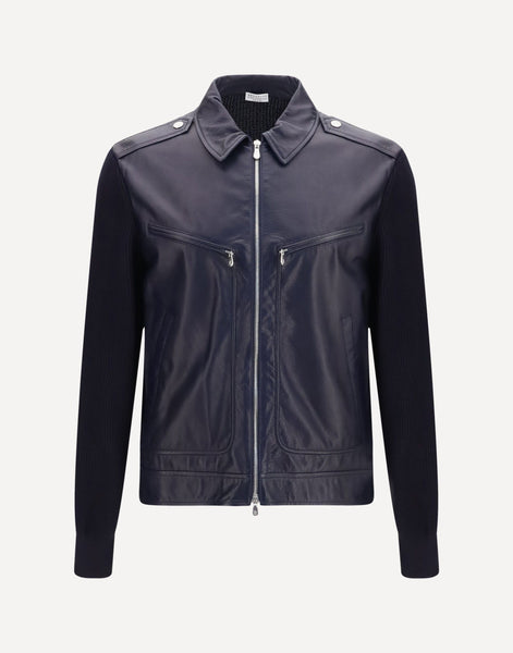 Brunello Cucinelli Leather And Knit Jacket | Sendegaro CA