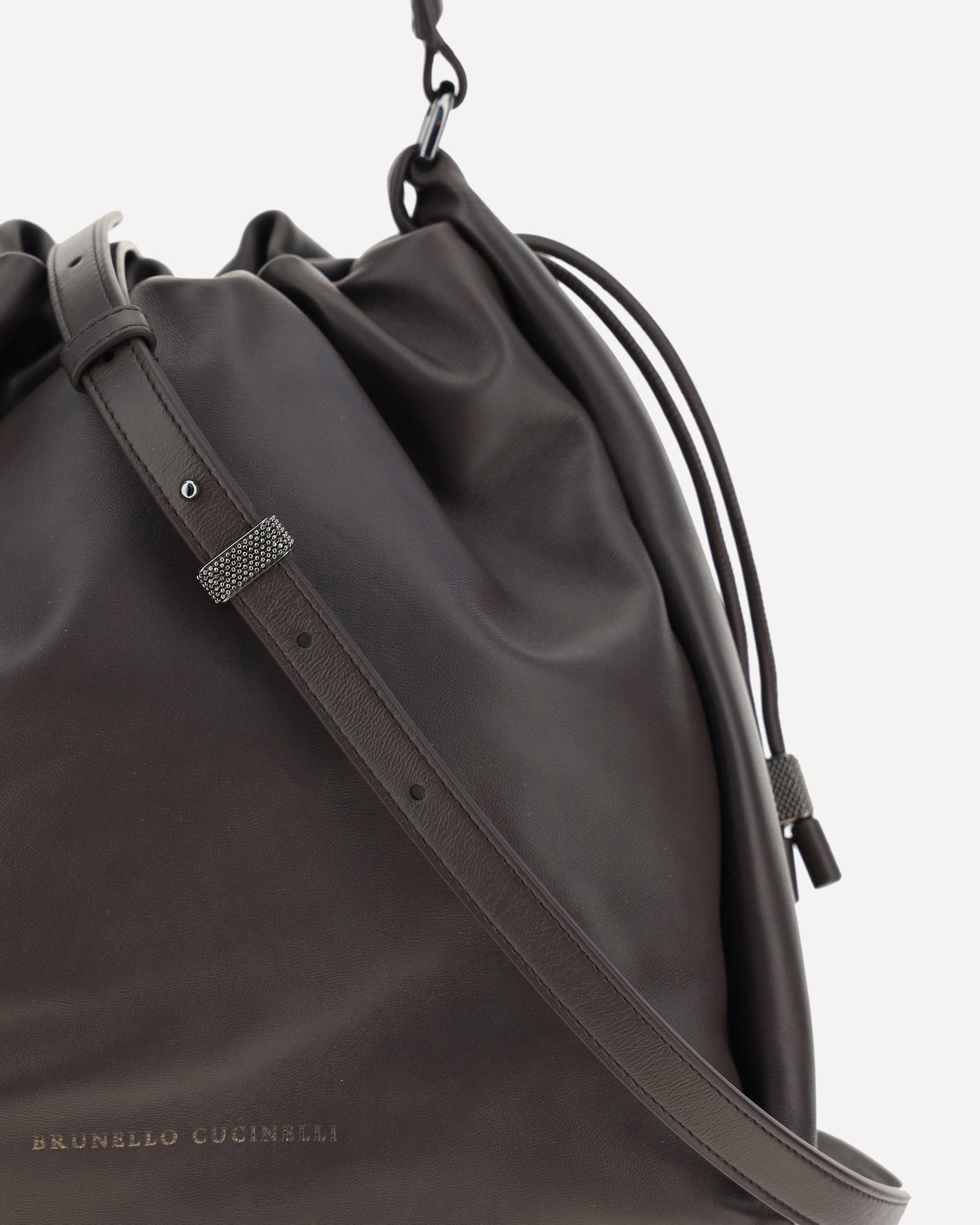 Brunello Cucinelli Leather Drawstring Shoulder Bag