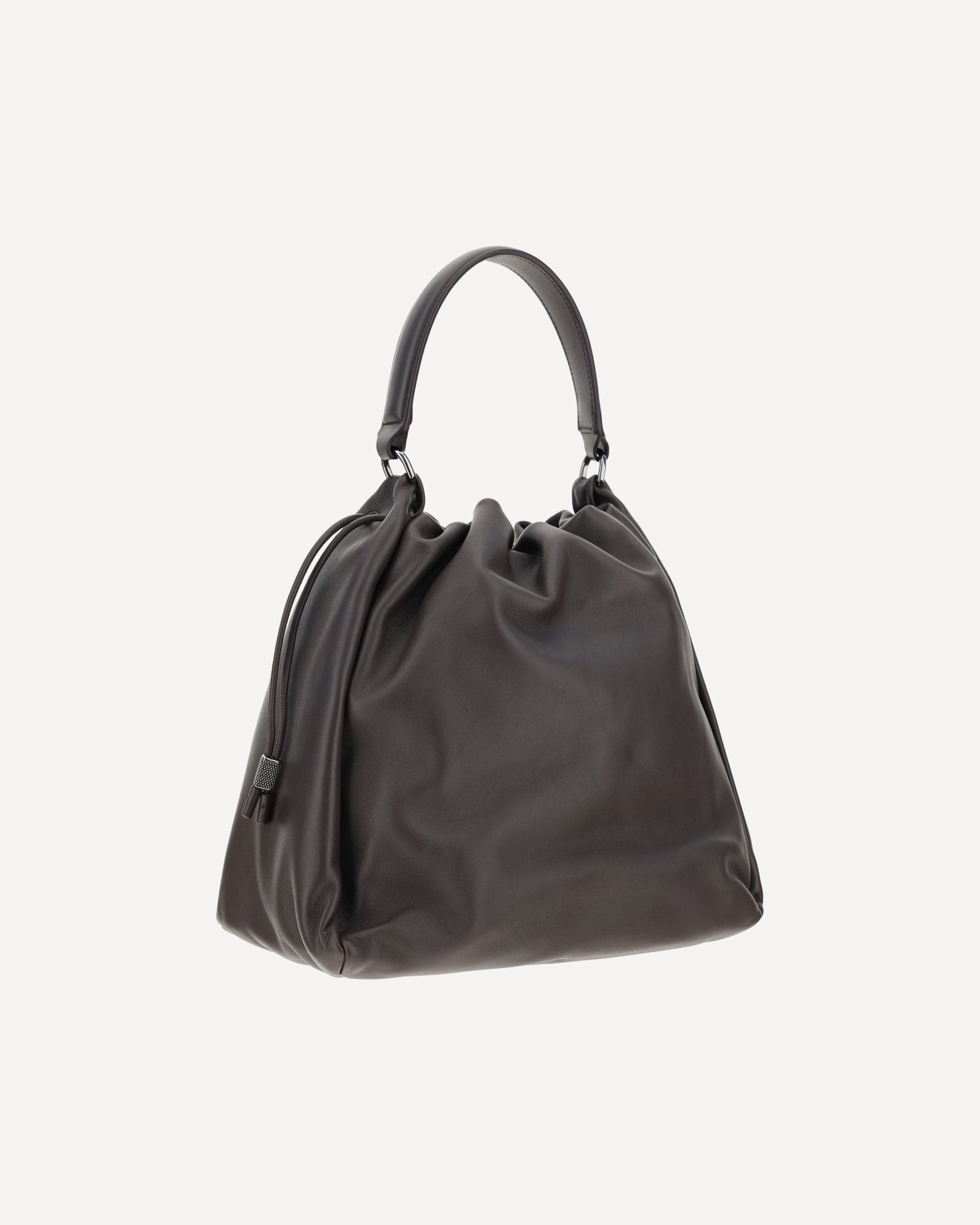 Brunello Cucinelli Leather Drawstring Shoulder Bag