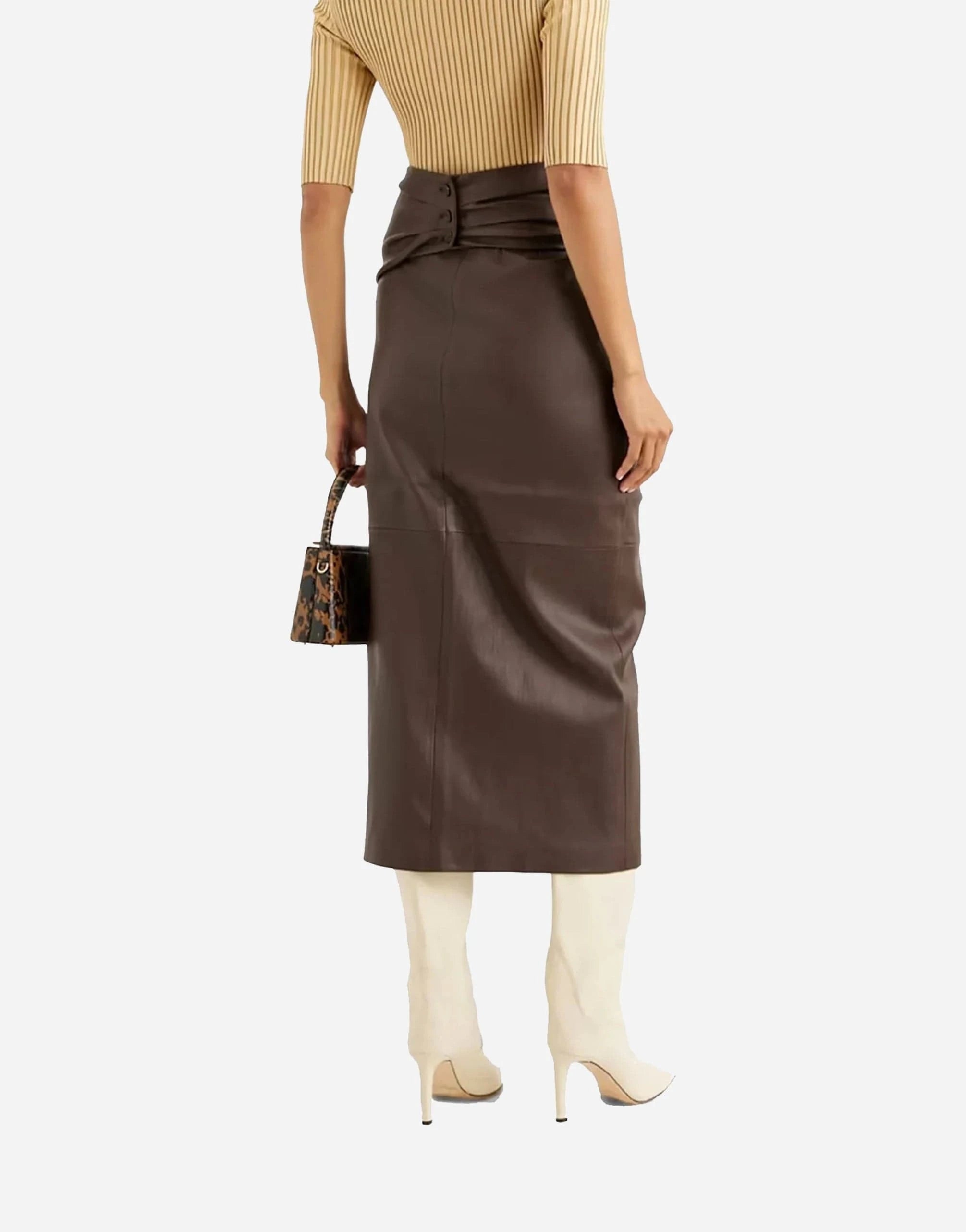 Brunello Cucinelli Leather Midi Skirt