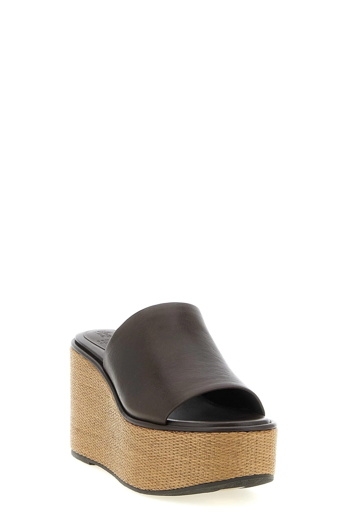 Brunello Cucinelli Brunello Cucinelli Leather Raffia Wedges