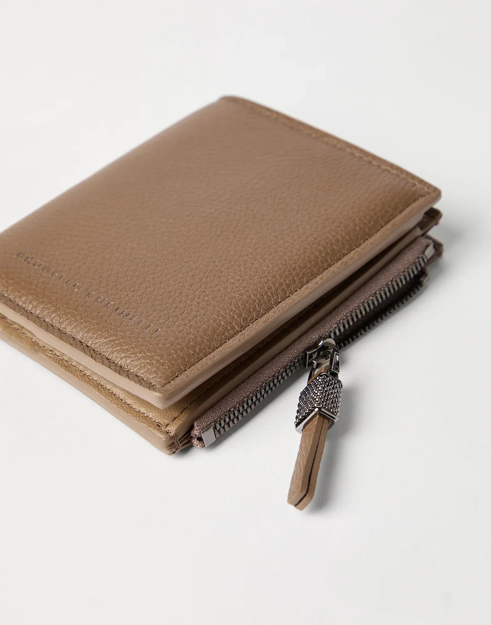 Brunello Cucinelli Leather Shiny Zipper Wallet