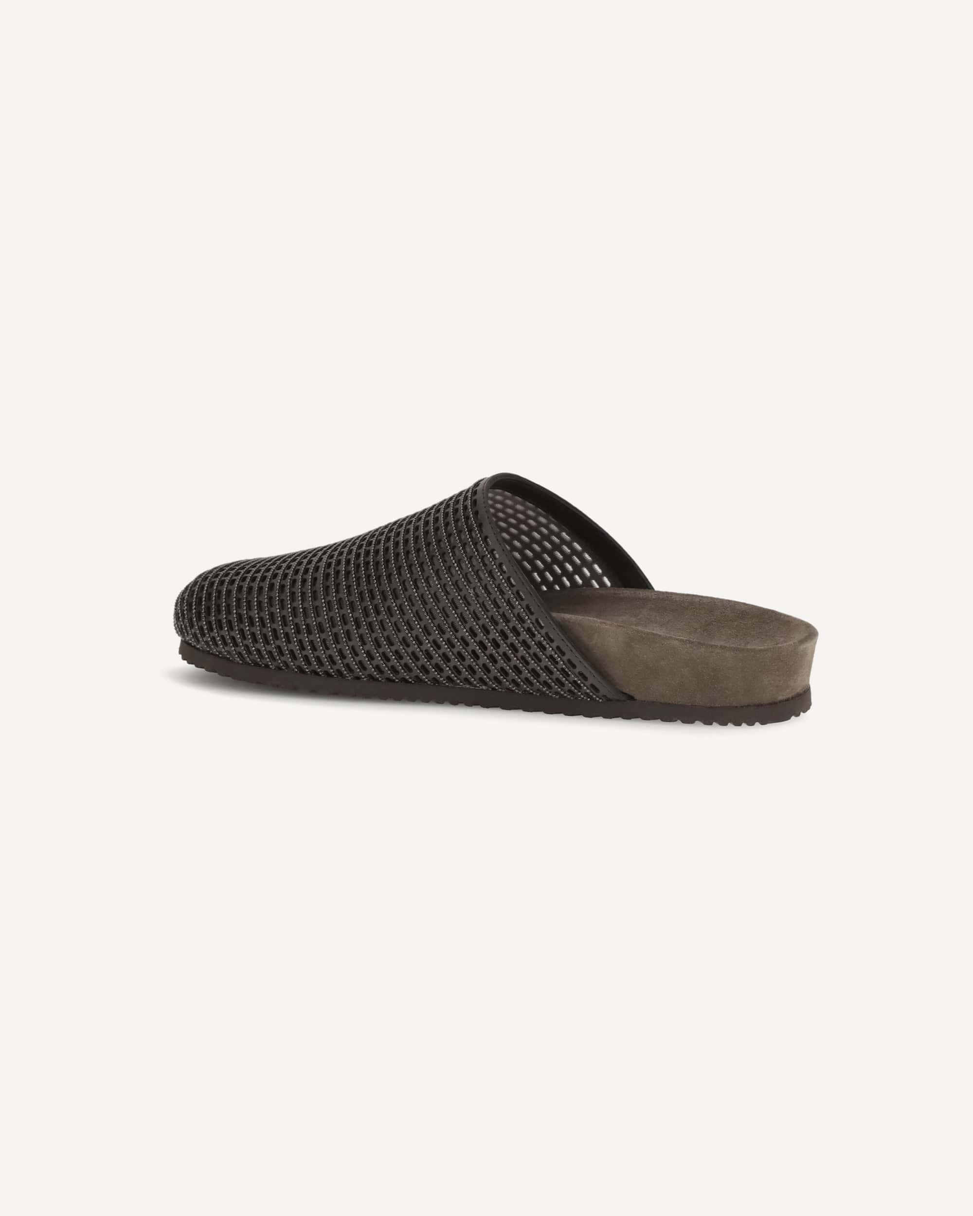 Brunello Cucinelli Brunello Cucinelli Leather Slides With Mesh Detail