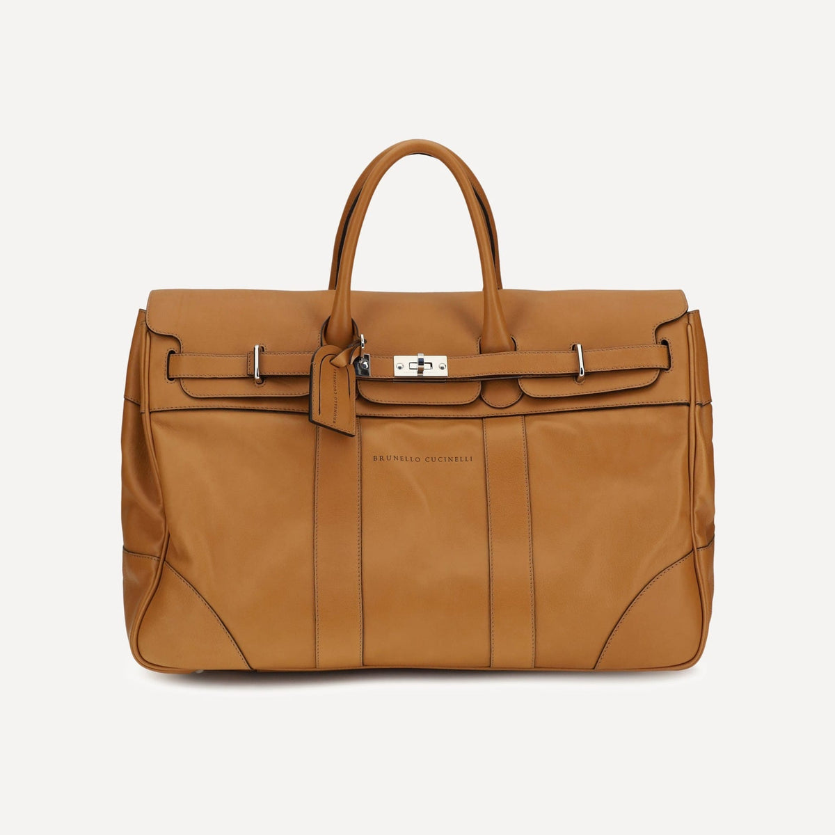 Brunello Cucinelli Leather Travel Bag With Engraved Logo 