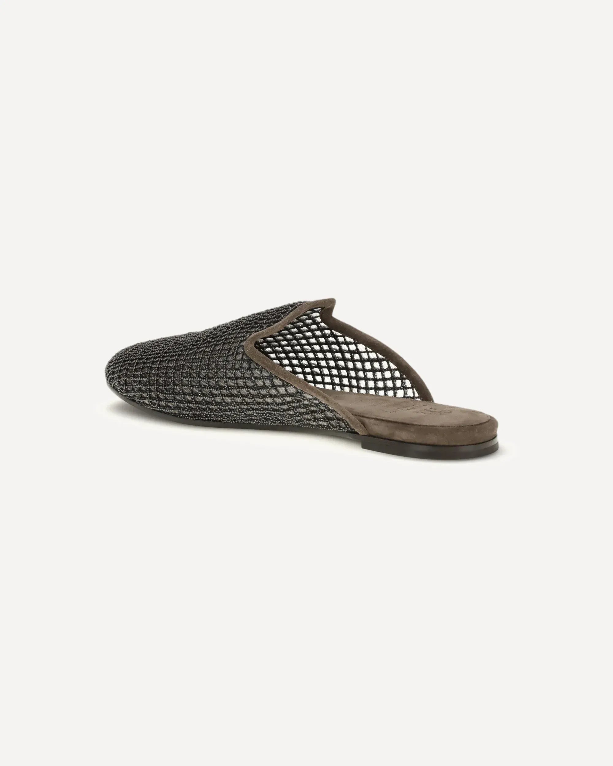 Brunello Cucinelli Leather-Trimmed Raffia Slippers