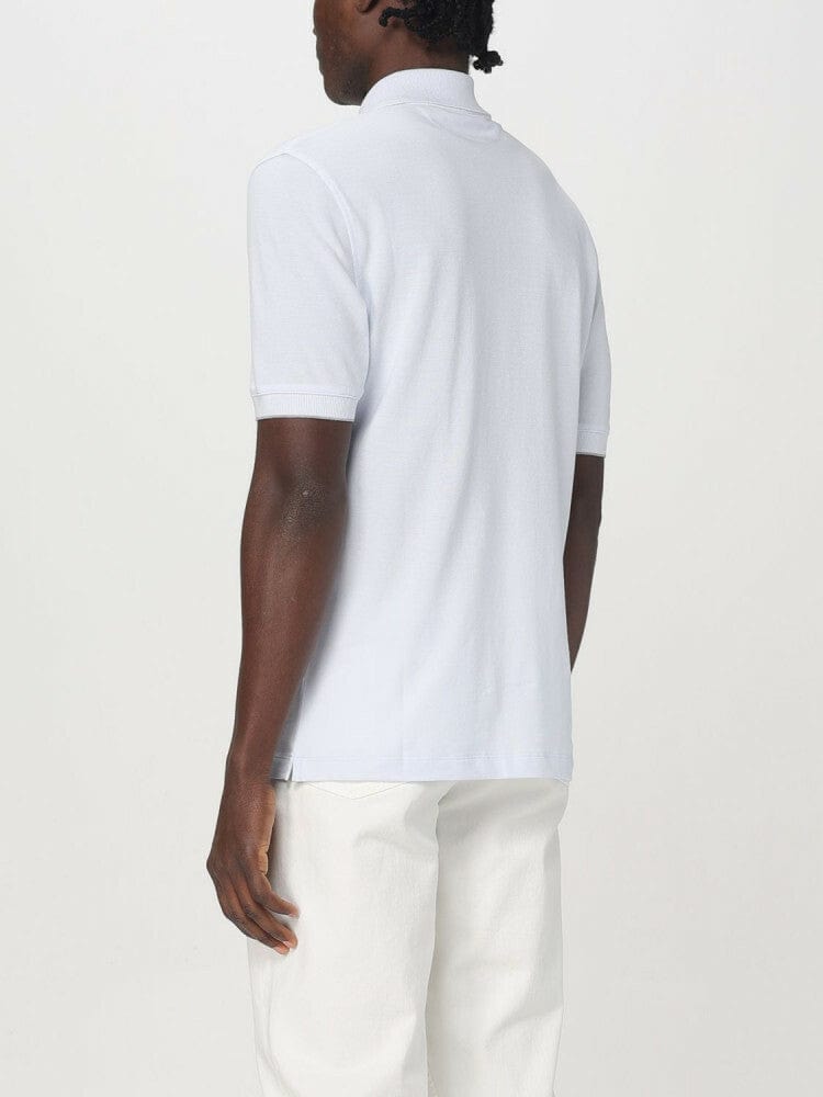 Brunello Cucinelli Light-Blue Logo-Print Polo Shirt