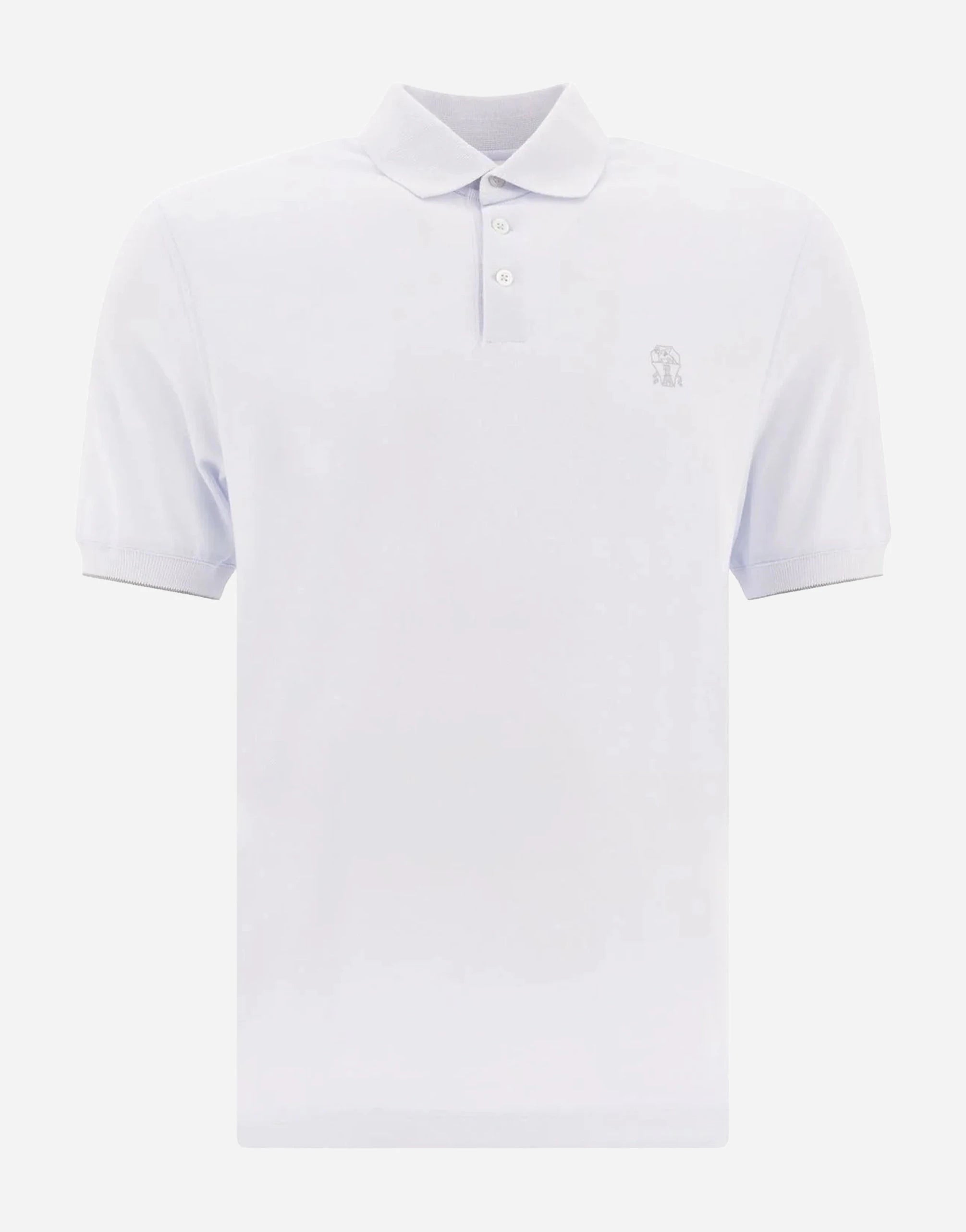 Brunello Cucinelli Light-Blue Logo-Print Polo Shirt
