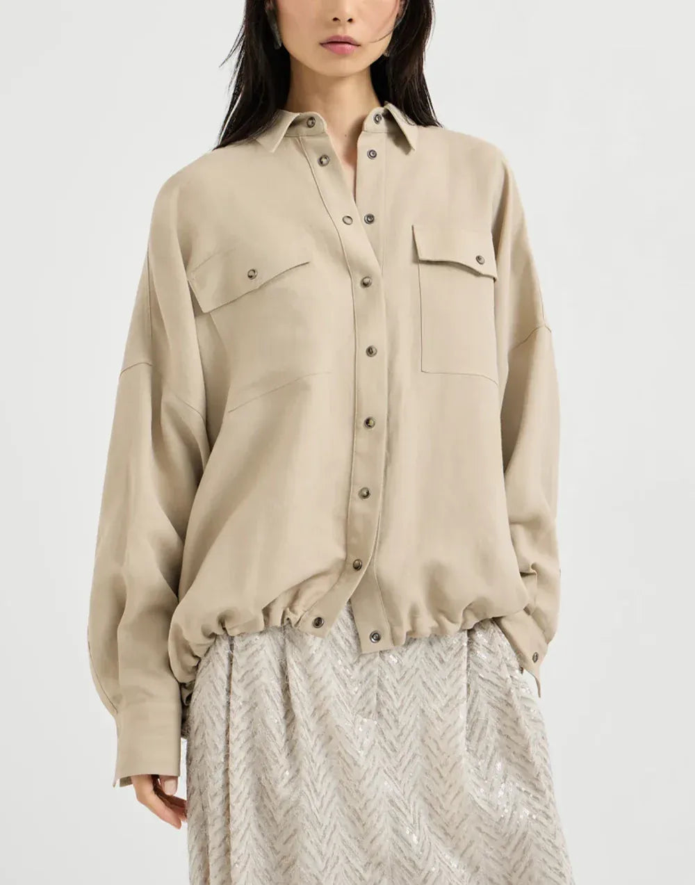 Brunello Cucinelli Linen-Blend Fluid Twill Shirt