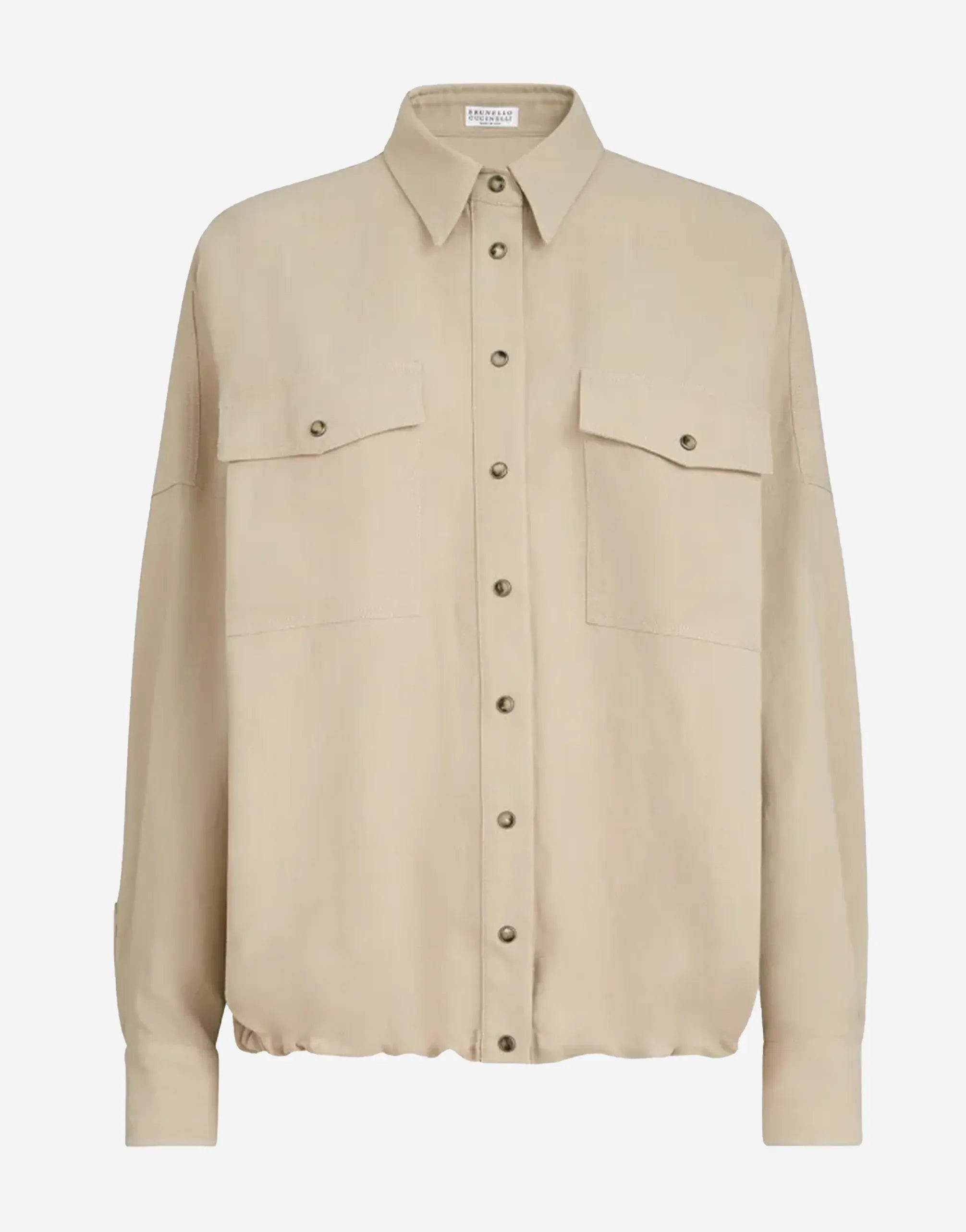 Brunello Cucinelli リネンブレンド フルイドツイルシャツ