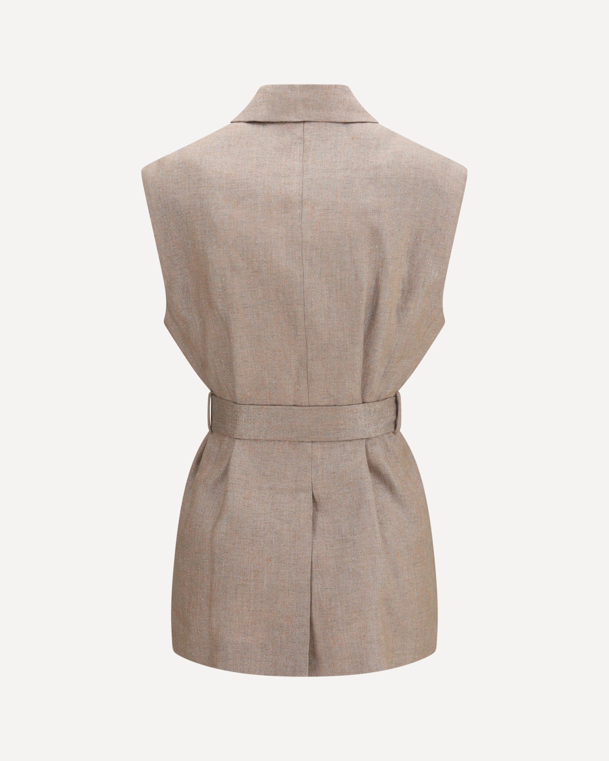 Brunello Cucinelli Linen Blend Vest With Removable Belt