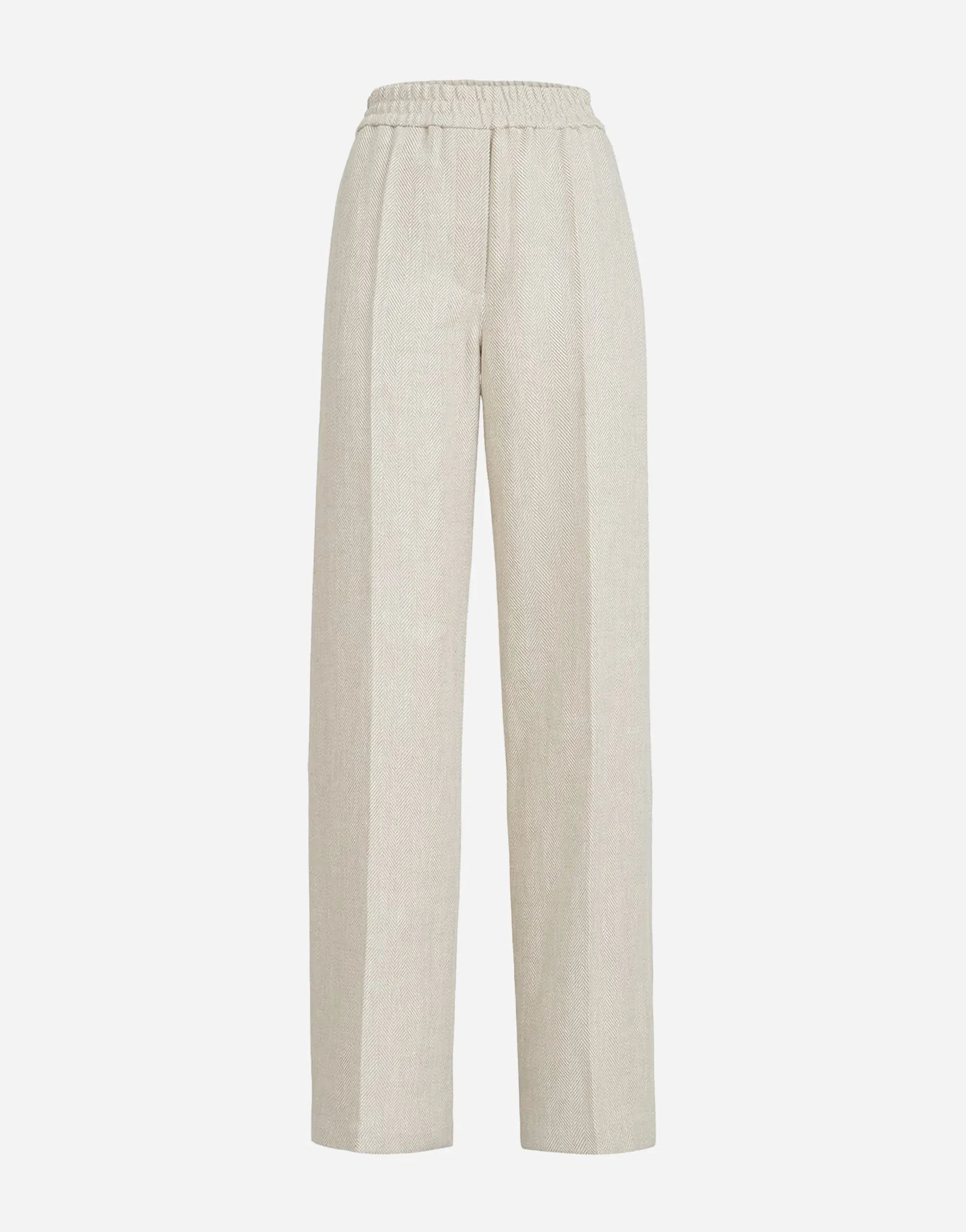 Brunello Cucinelli Linen-Cotton Blend Chevron Track Trousers