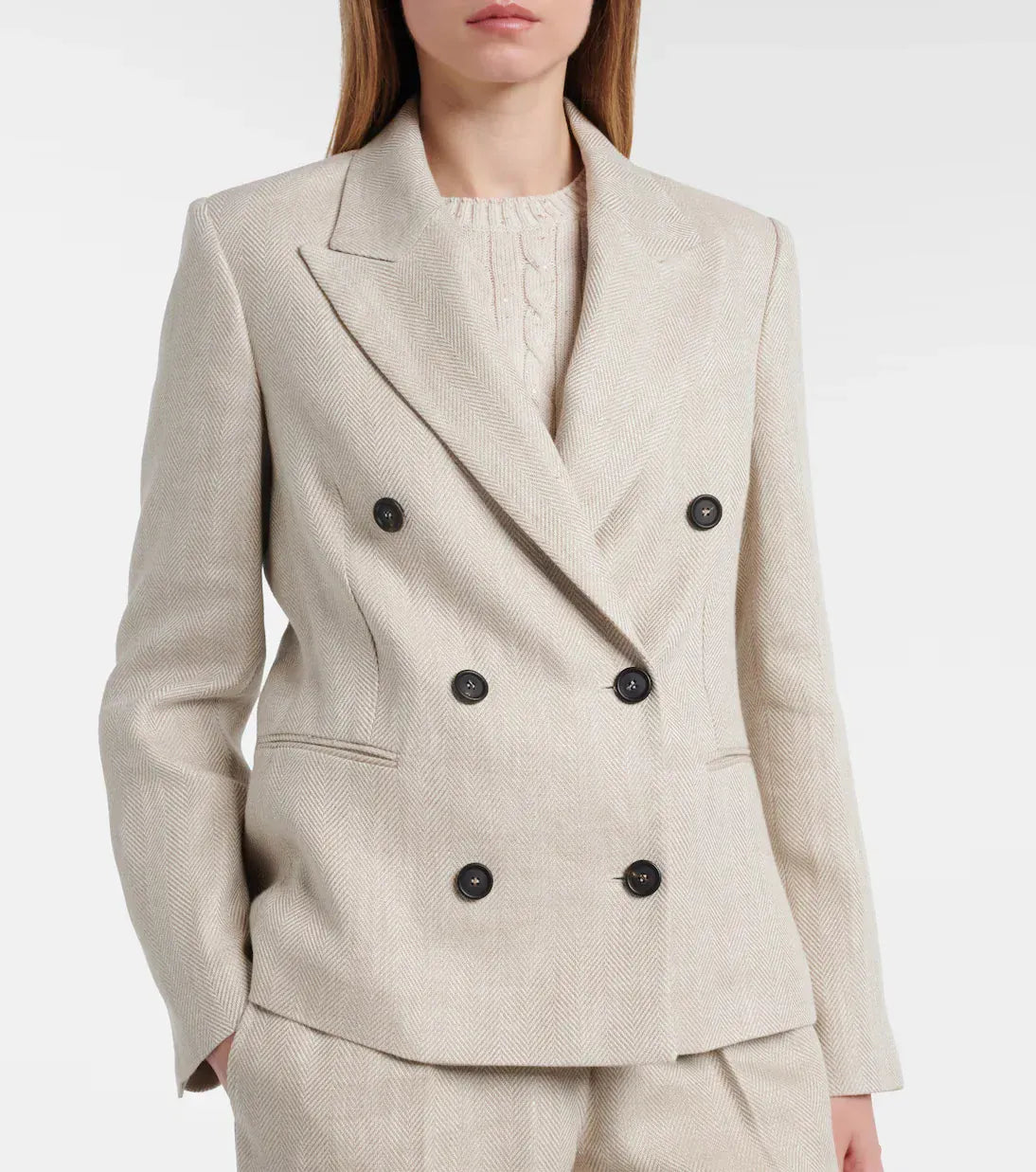 Brunello Cucinelli Linen-Cotton Blend Double-Breasted Blazer