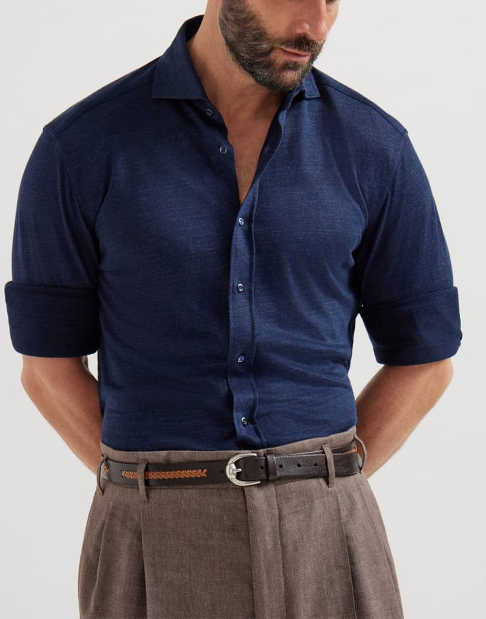 Brunello Cucinelli Linen-Cotton Mélange Jersey Shirt
