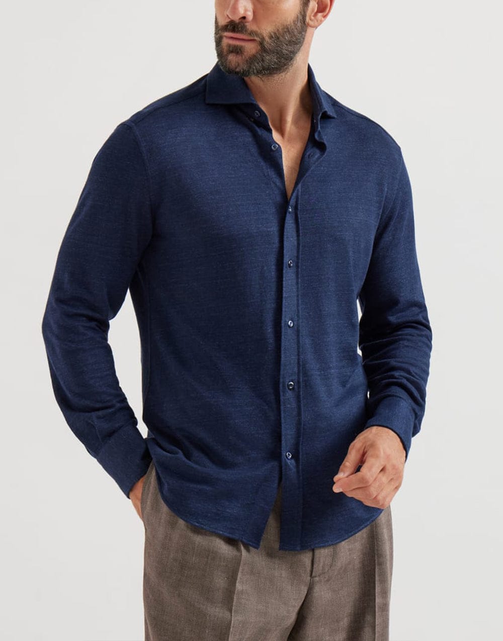 Brunello Cucinelli Linen-Cotton Mélange Jersey Shirt