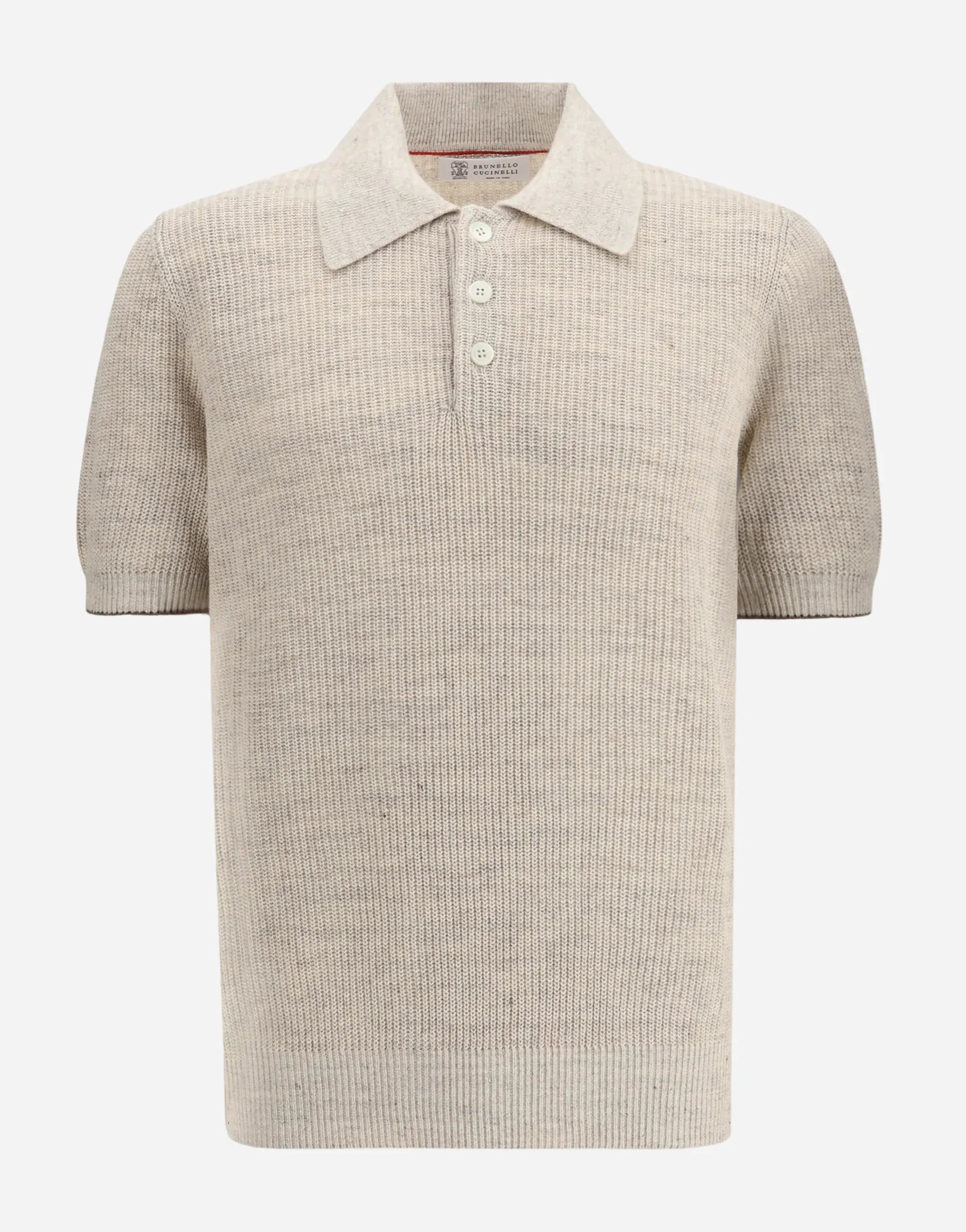 Brunello Cucinelli Linen-Cotton Ribbed Polo Sweater