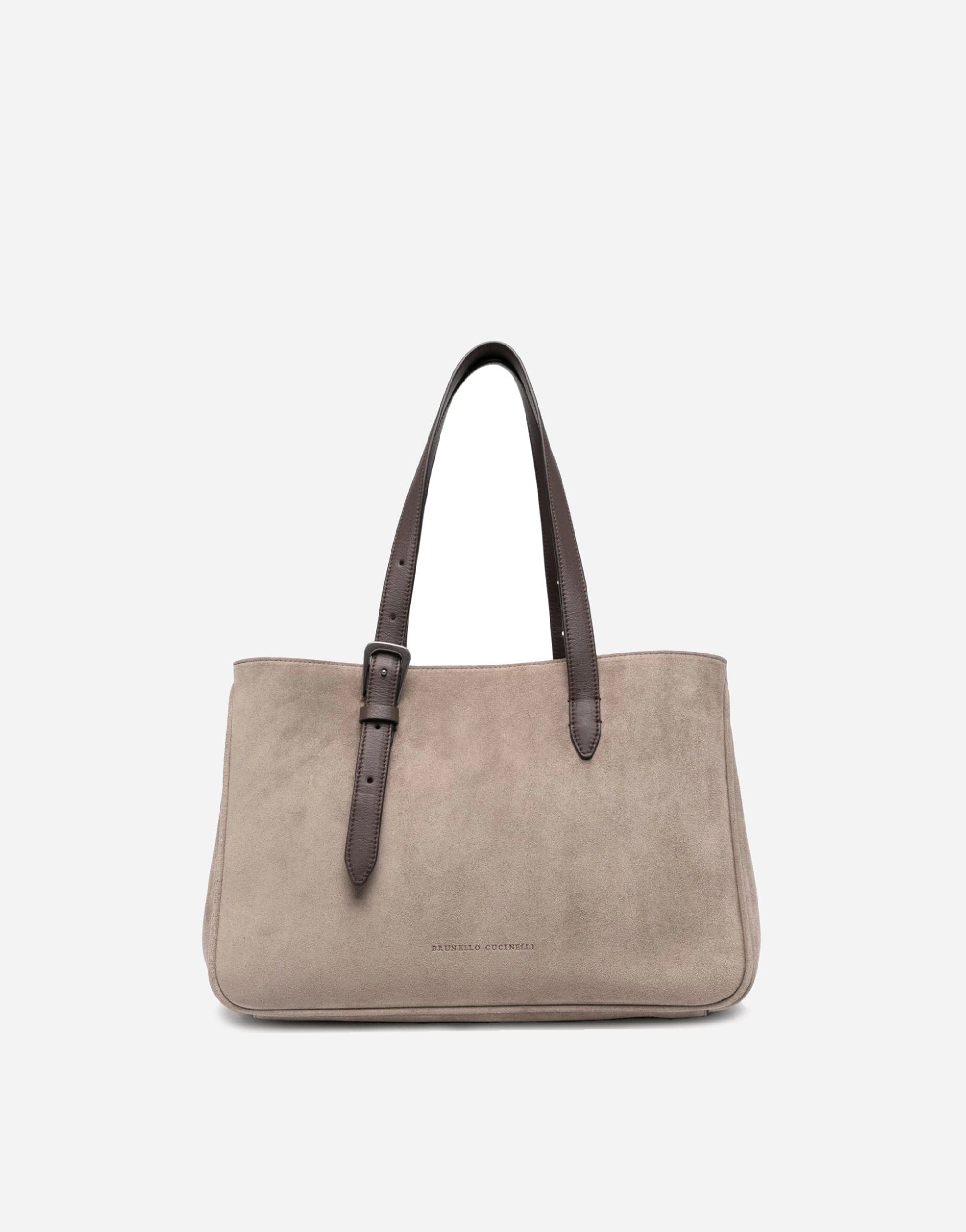 Brunello Cucinelli Logo-Debossed Suede Tote Bag