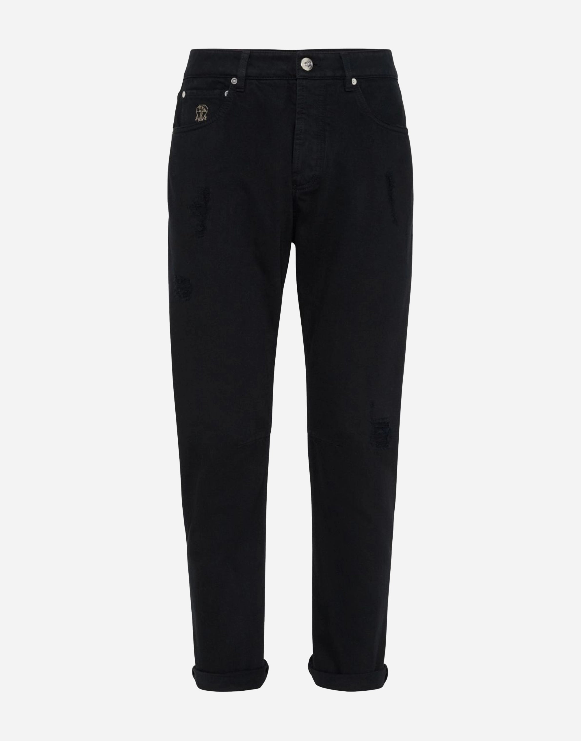 Brunello Cucinelli Logo-Embroidered Cotton Straight-Leg Jeans