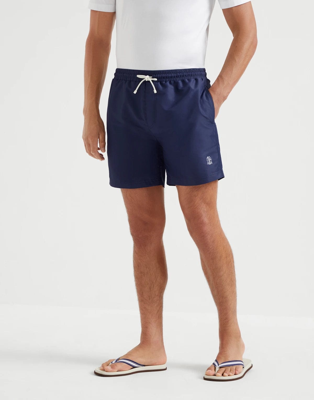 Brunello Cucinelli Logo-Embroidered Swim Shorts