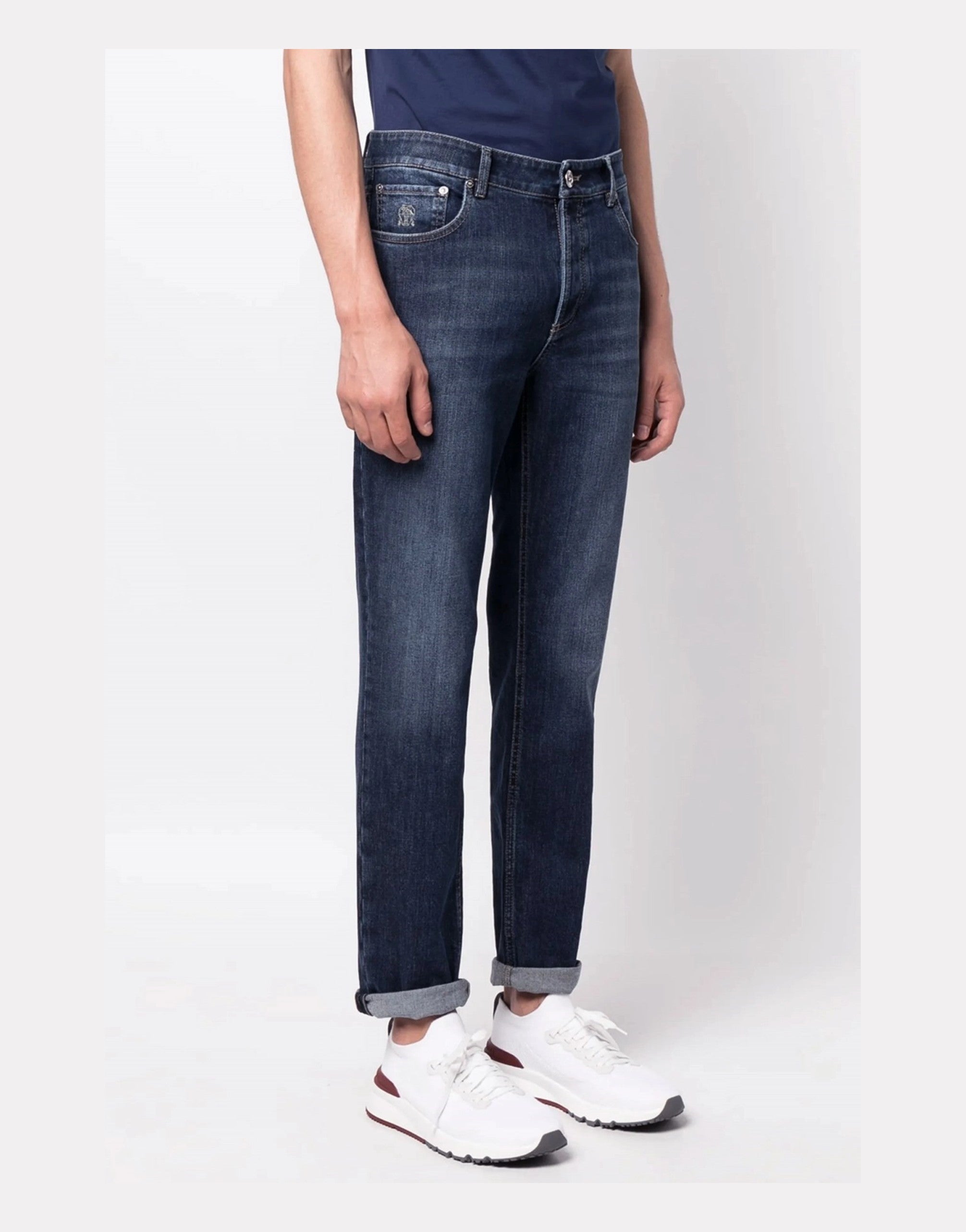 Brunello Cucinelli 로고 자수 스트레치 진