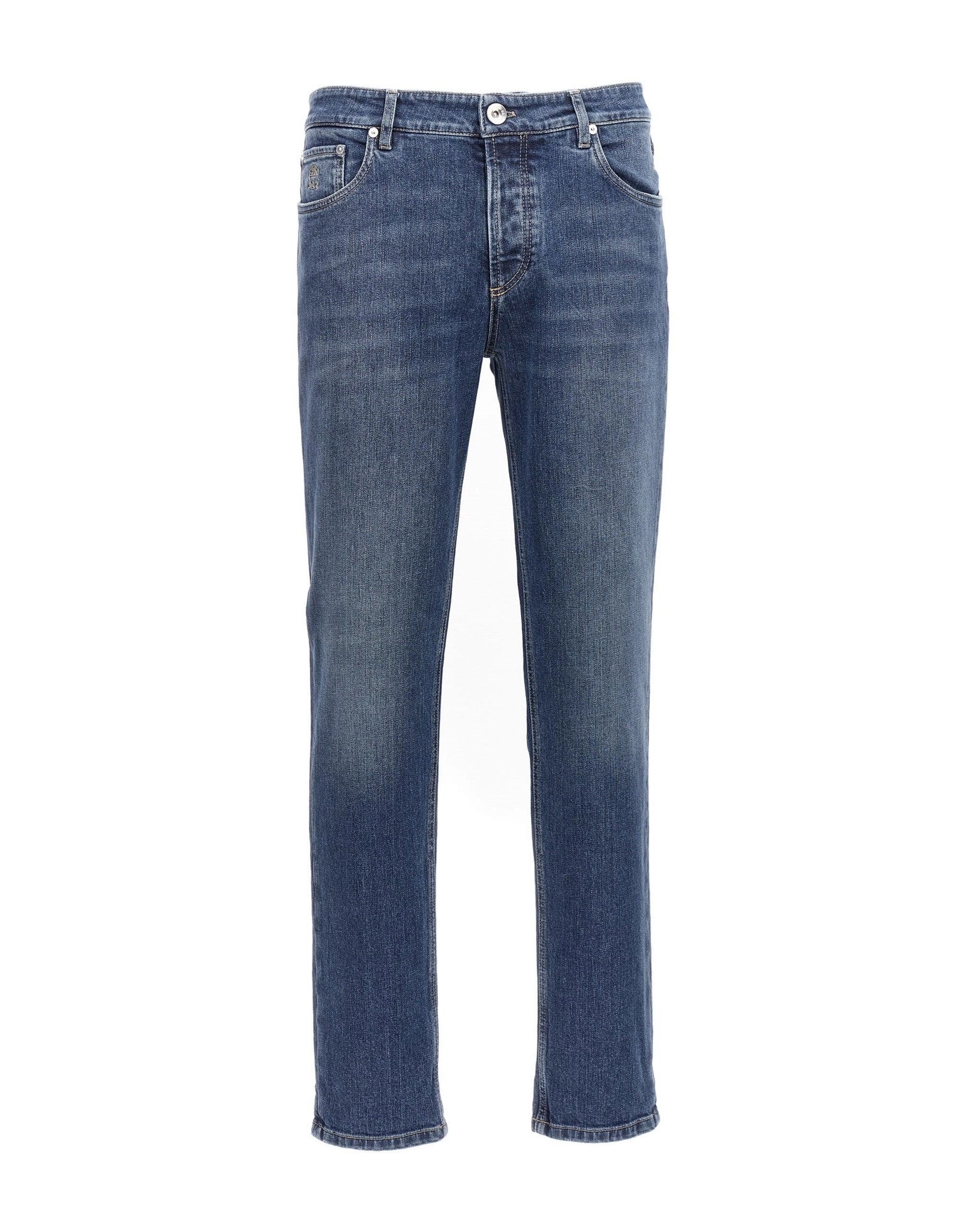 Brunello Cucinelli Logo Embroidery Stretch Jeans