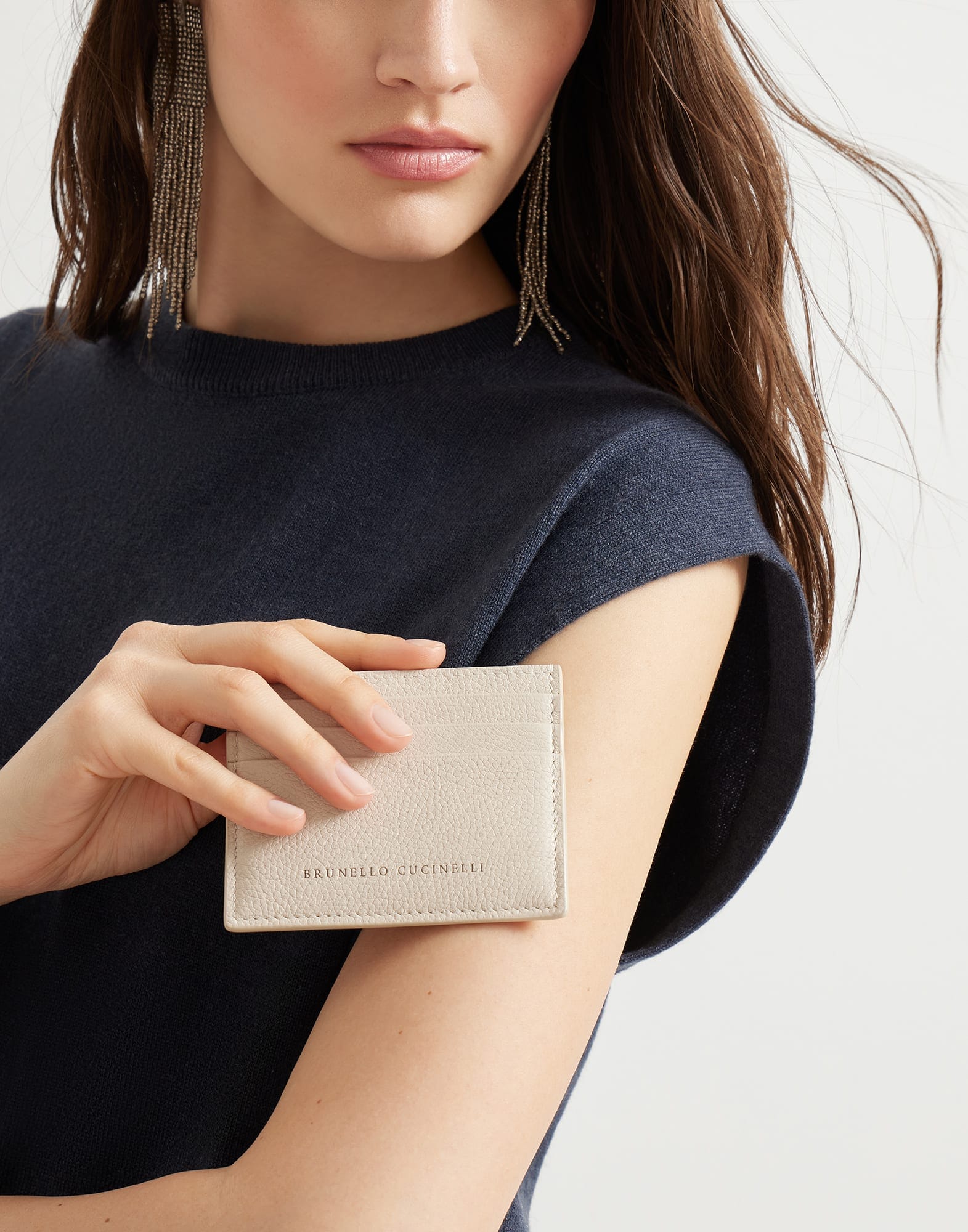 Brunello Cucinelli Logo Grained Leather Card Case