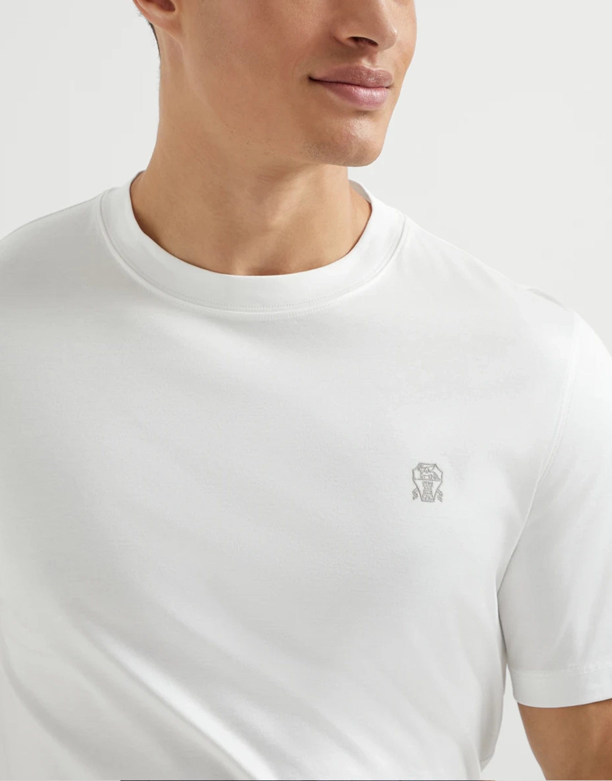 Brunello Cucinelli Logo Jersey Crew Neck T-Shirt