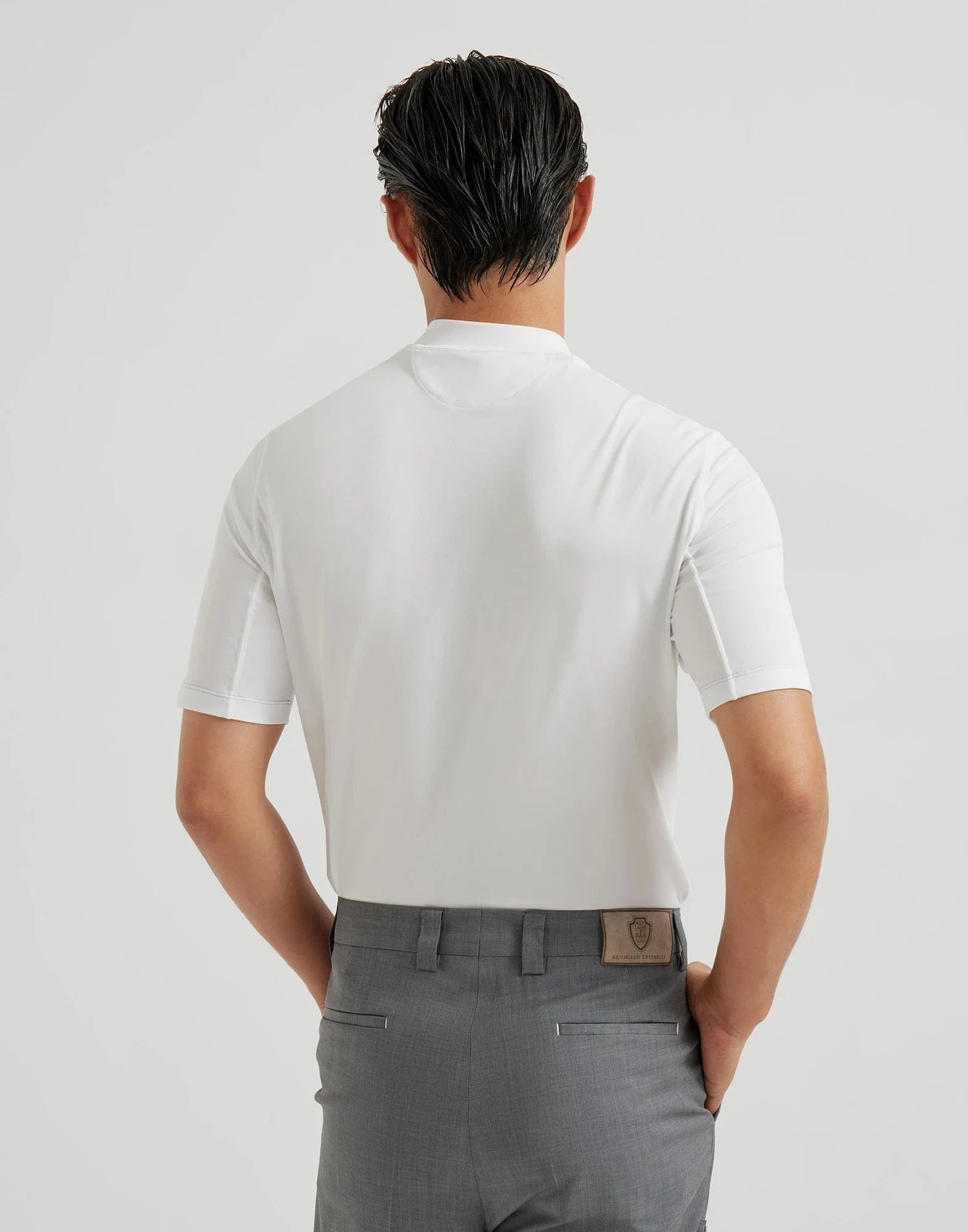 Brunello Cucinelli Logo Piqué Mock Neck T-Shirt