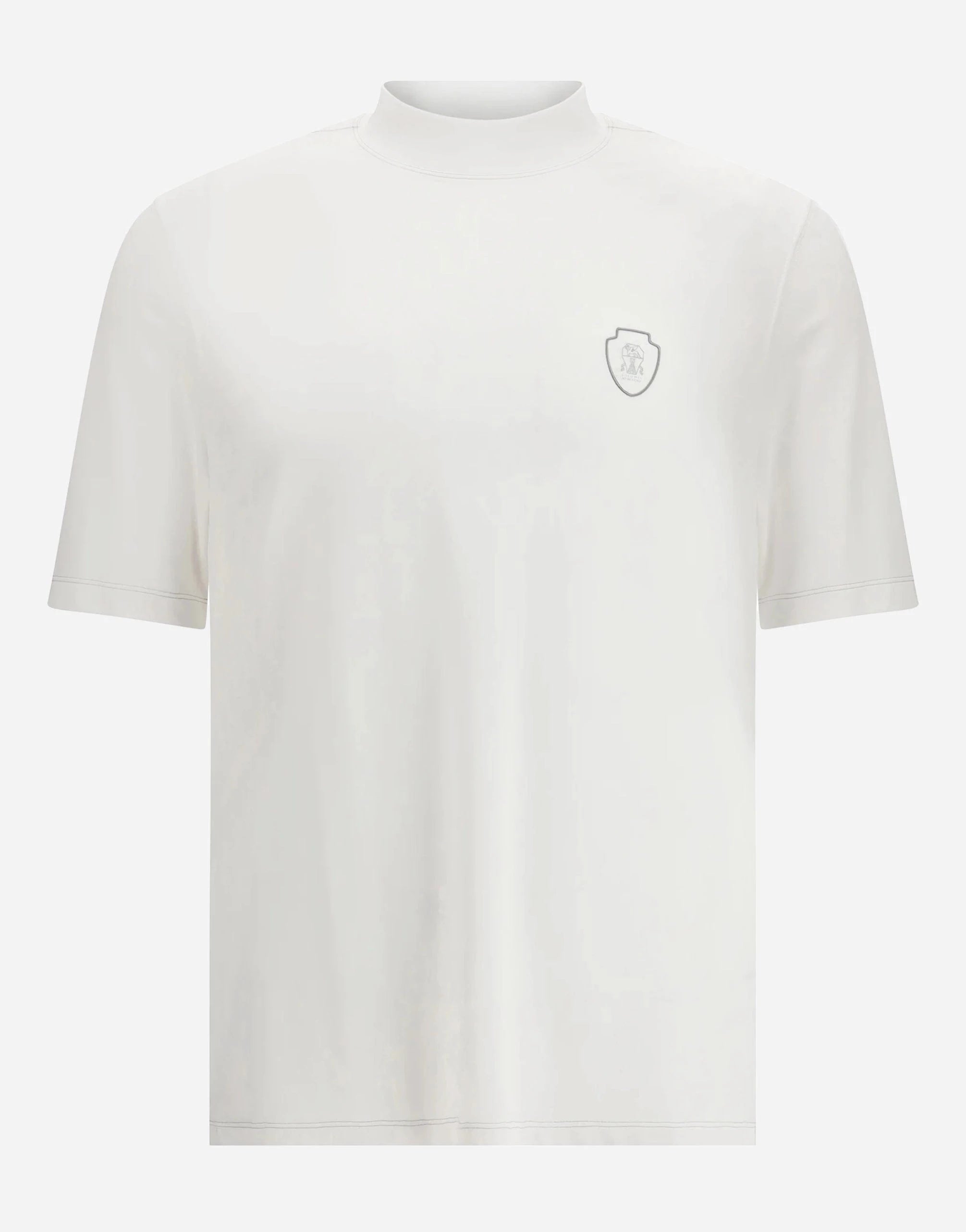 Brunello Cucinelli Logo Piqué Mock Neck T-Shirt | Sendegaro
