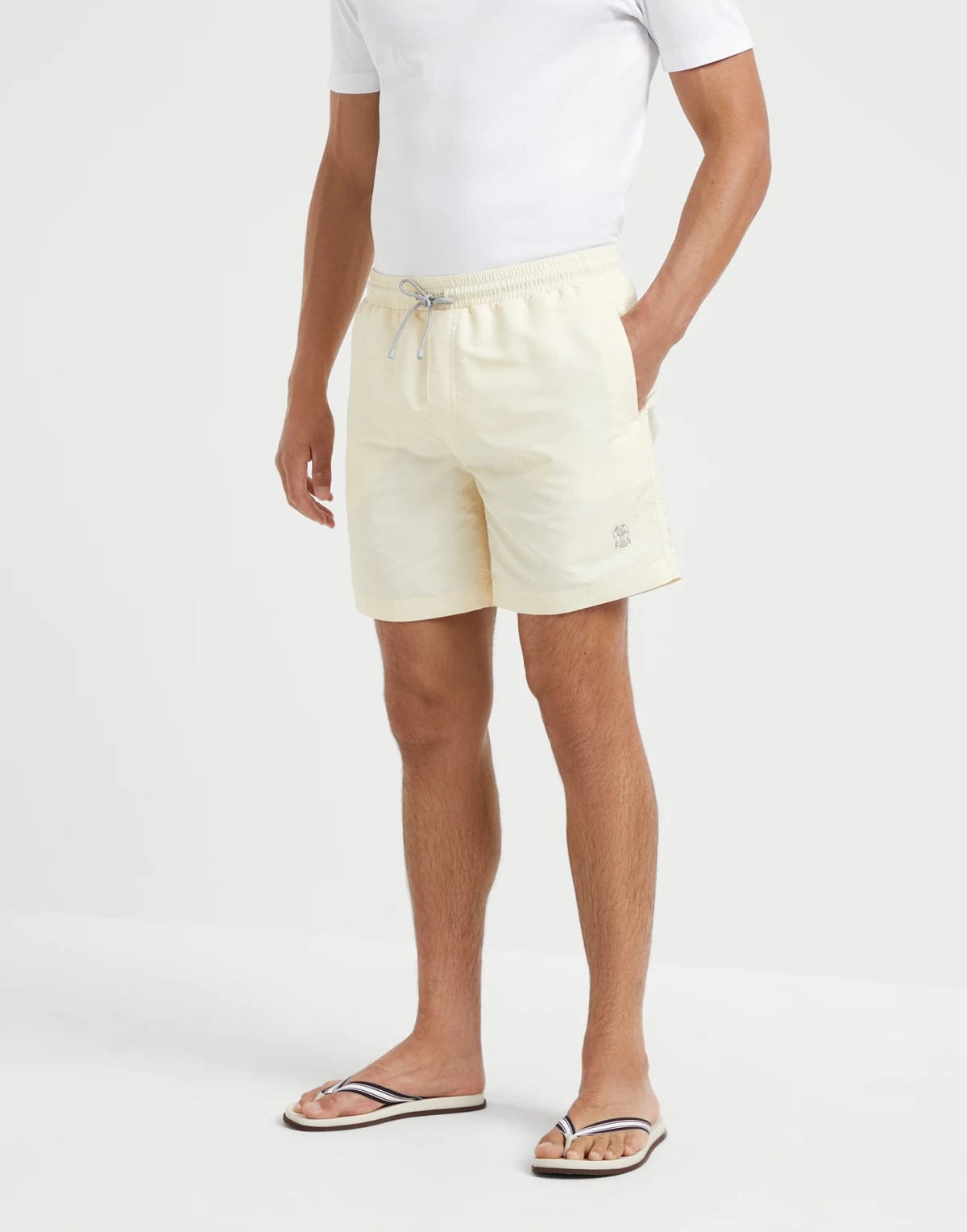 Brunello Cucinelli Logo-Print Swim Shorts