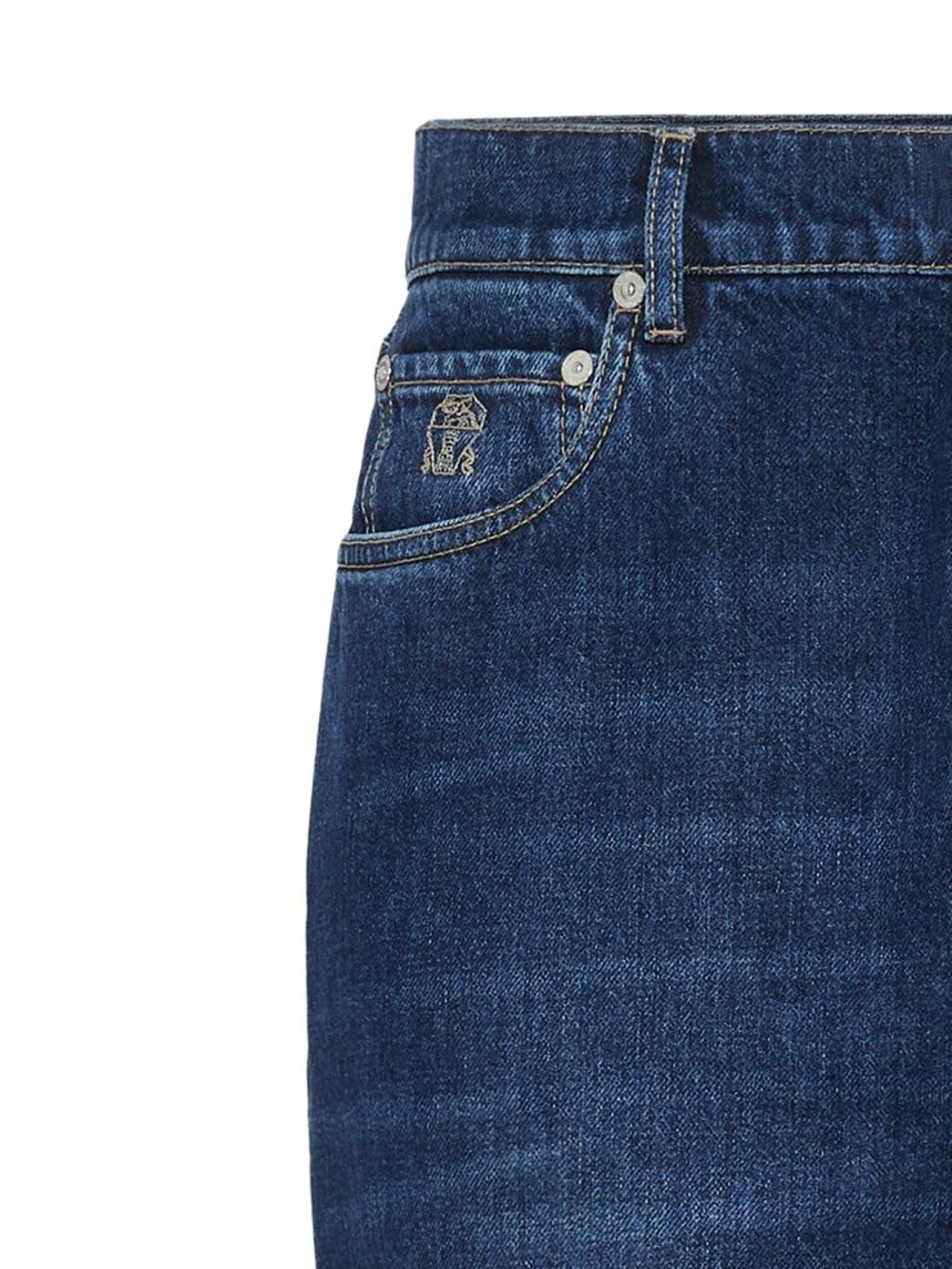 Brunello Cucinelli Logo-Stitched Tapered Jeans