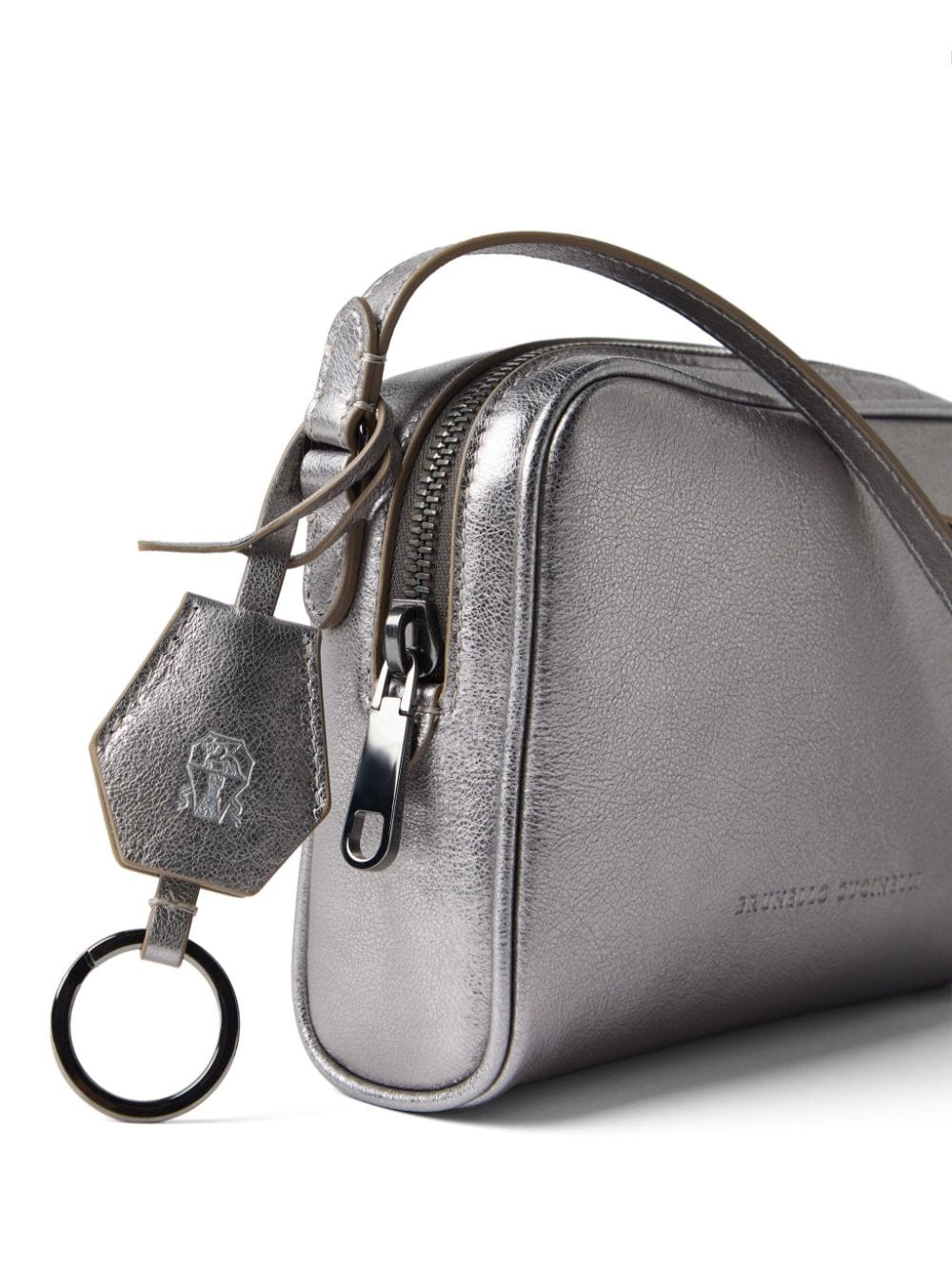 Brunello Cucinelli Logo-Tag Leather Crossbody Bag