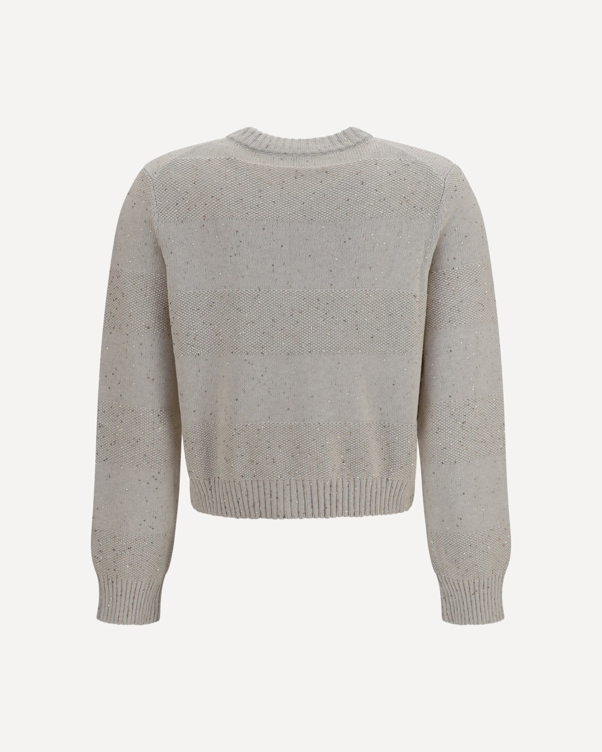 Brunello Cucinelli Long-Sleeve Crewneck Cotton Sweater With Sequin Accents - alternate view