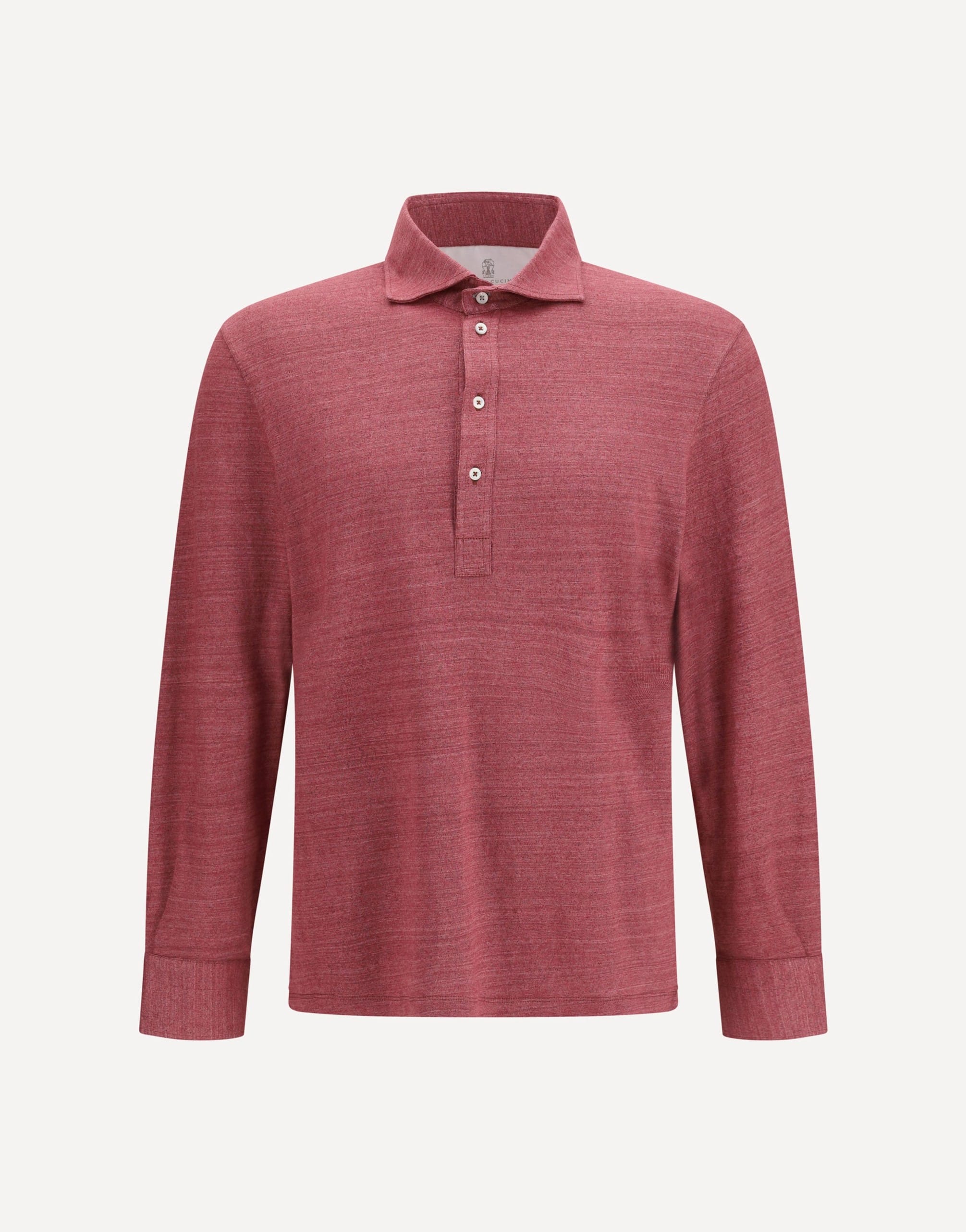 Brunello Cucinelli 長袖メランジ リネンコットン ポロシャツ