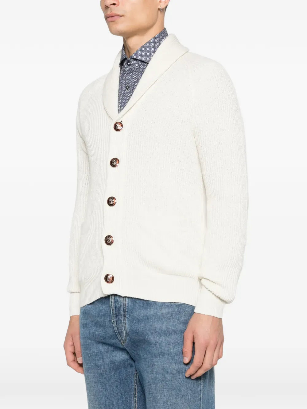 Brunello Cucinelli Malfilé Cotton English Rib Cardigan | Sendegaro DE