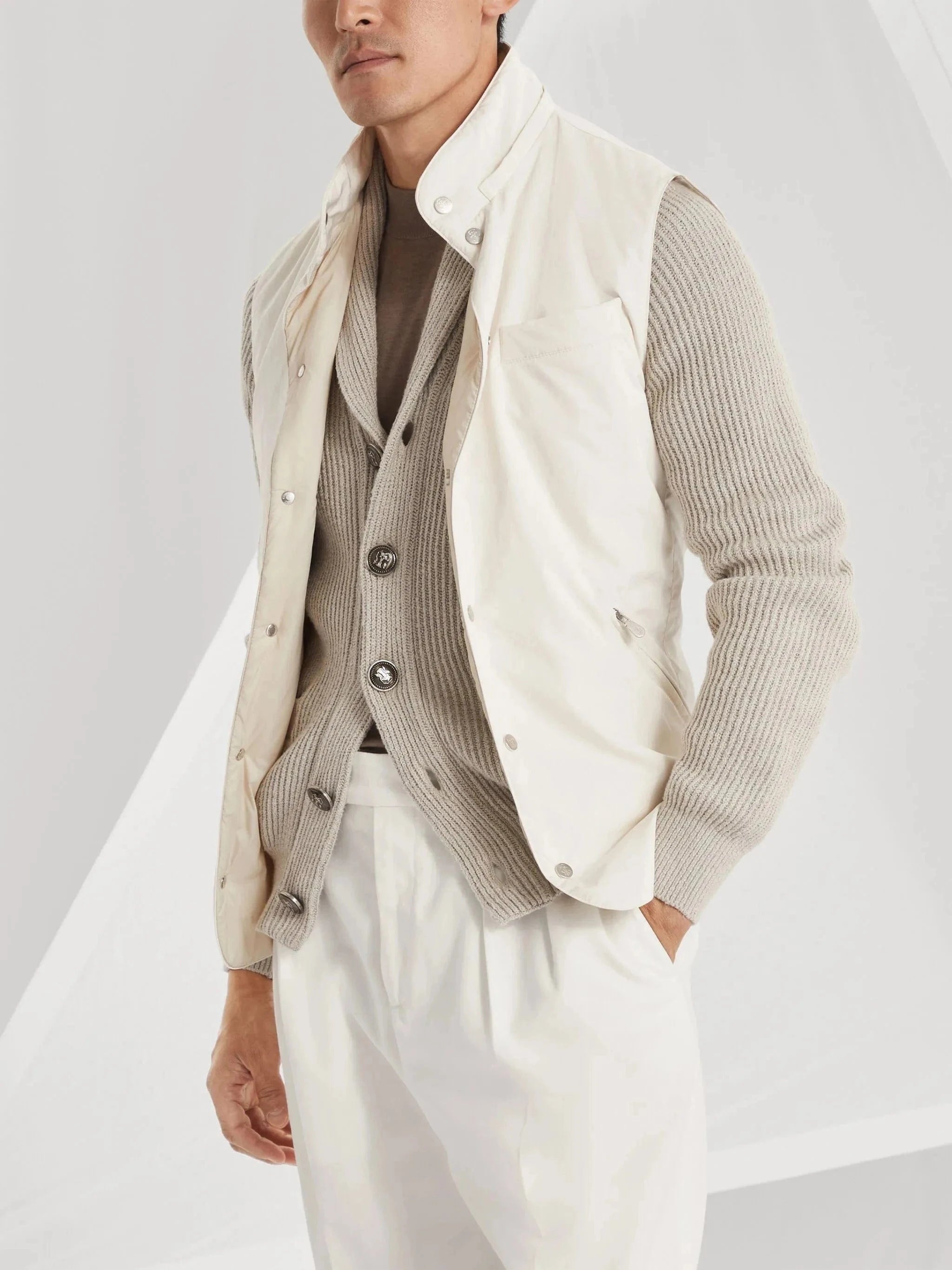 Brunello Cucinelli Malfilé Ribbed-Knit Cardigan