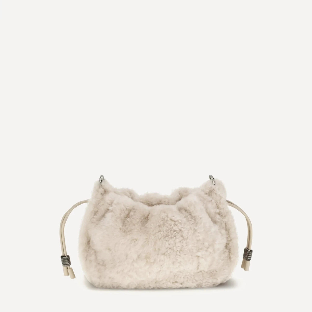 Brunello Cucinelli Mellow Fuzzy Shearling Mini Bucket Bag